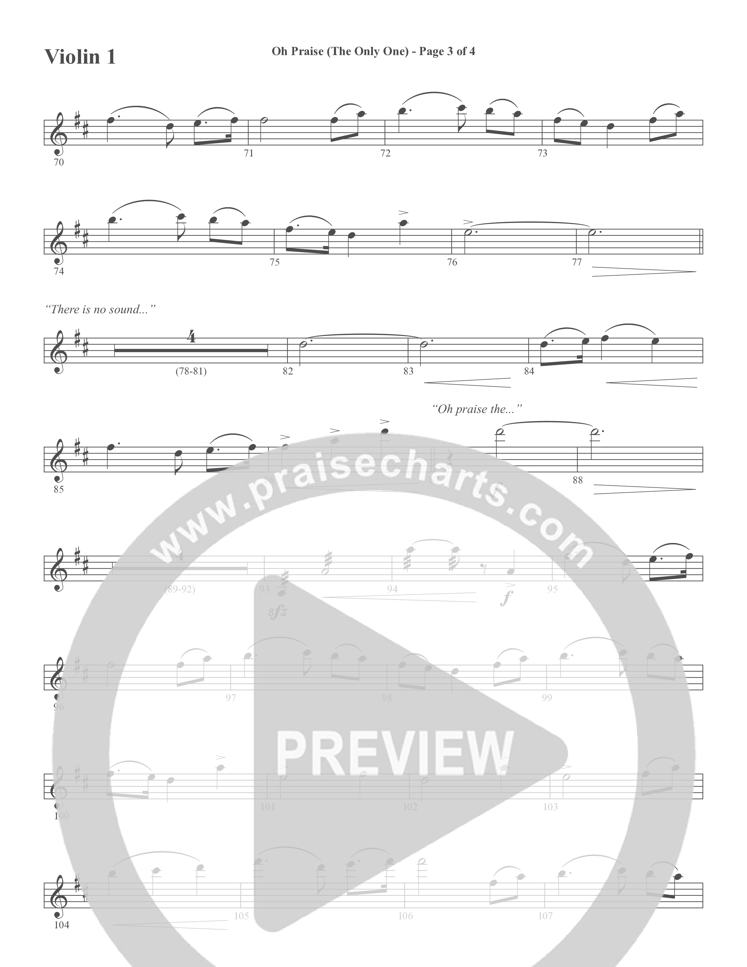 Oh Praise (The Only One) (Choral Anthem SATB) Violin 1/2 (Word Music Choral / Arr. David Wise)