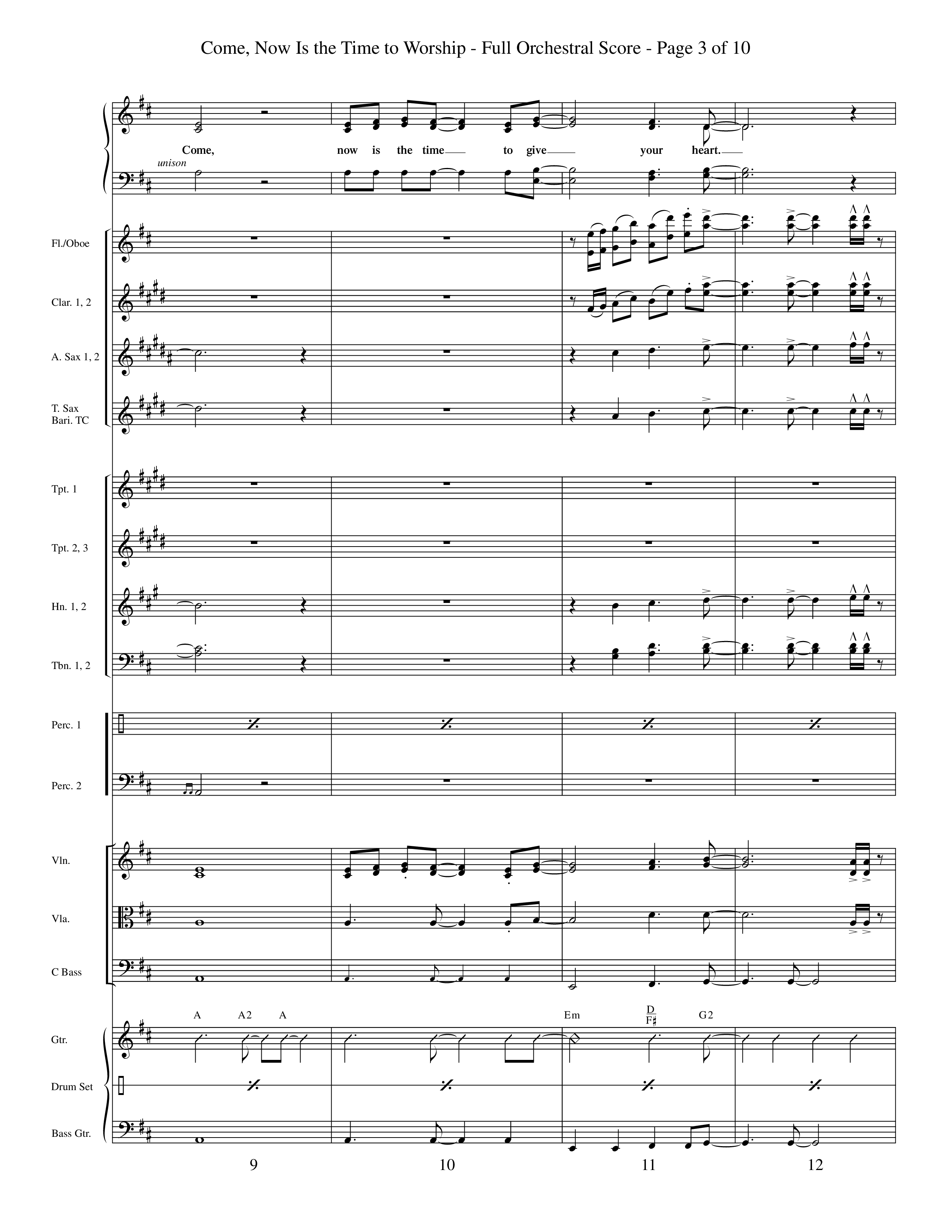 Come Now Is The Time To Worship (Choral Anthem SATB) Orchestration (Word Music Choral / Orch. Tom Payne)