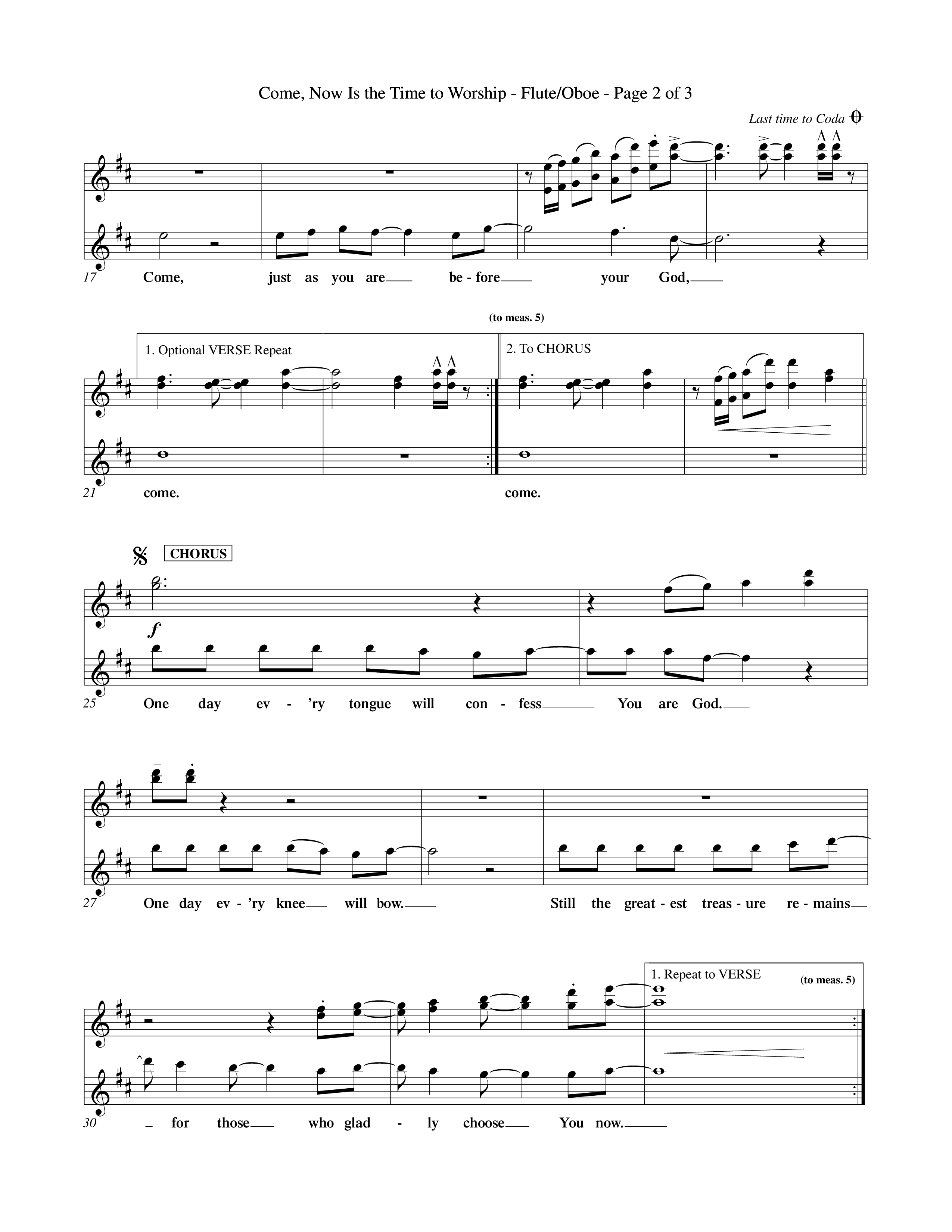 Come Now Is The Time To Worship (Choral Anthem SATB) Flute/Oboe (Word Music Choral / Orch. Tom Payne)
