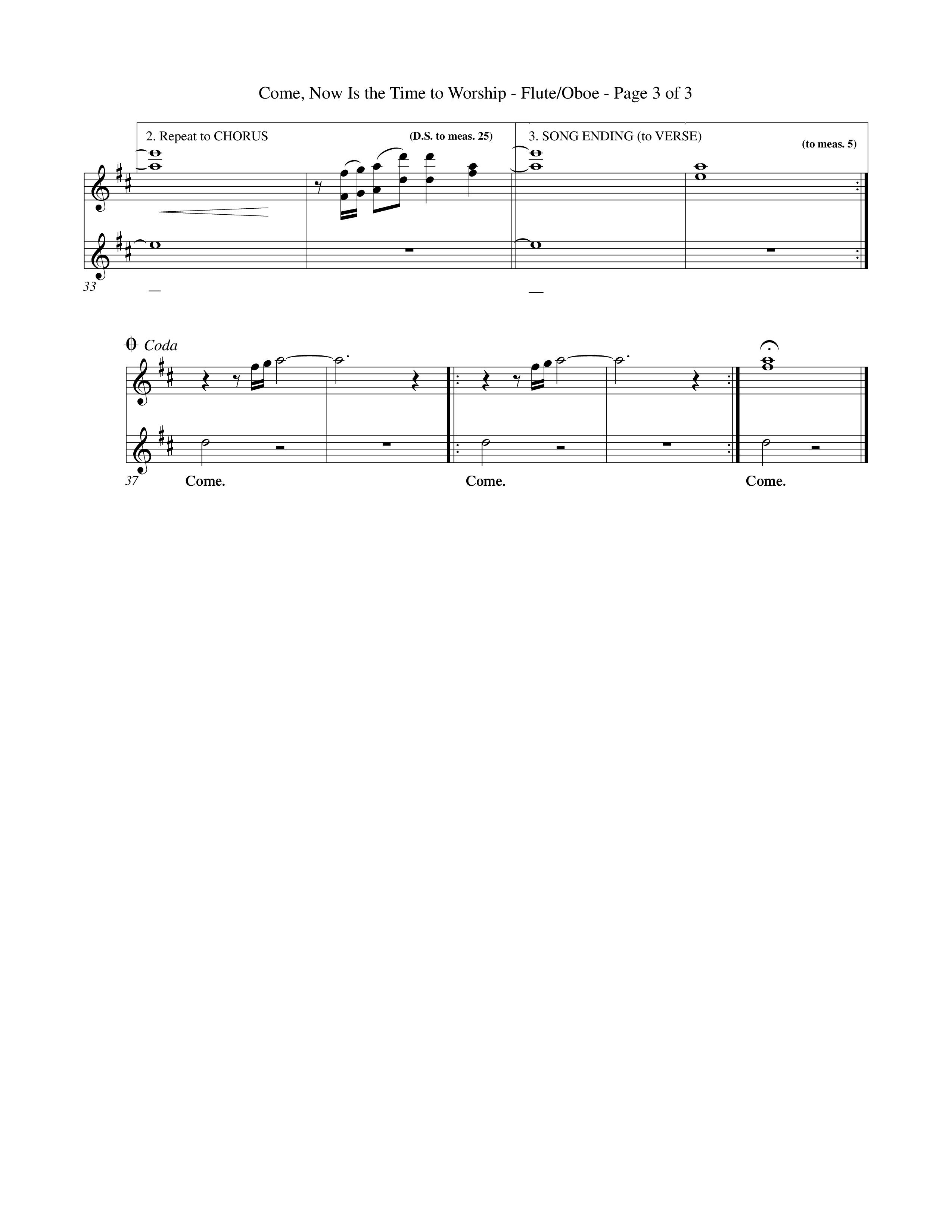 Come Now Is The Time To Worship (Choral Anthem SATB) Flute/Oboe (Word Music Choral / Orch. Tom Payne)