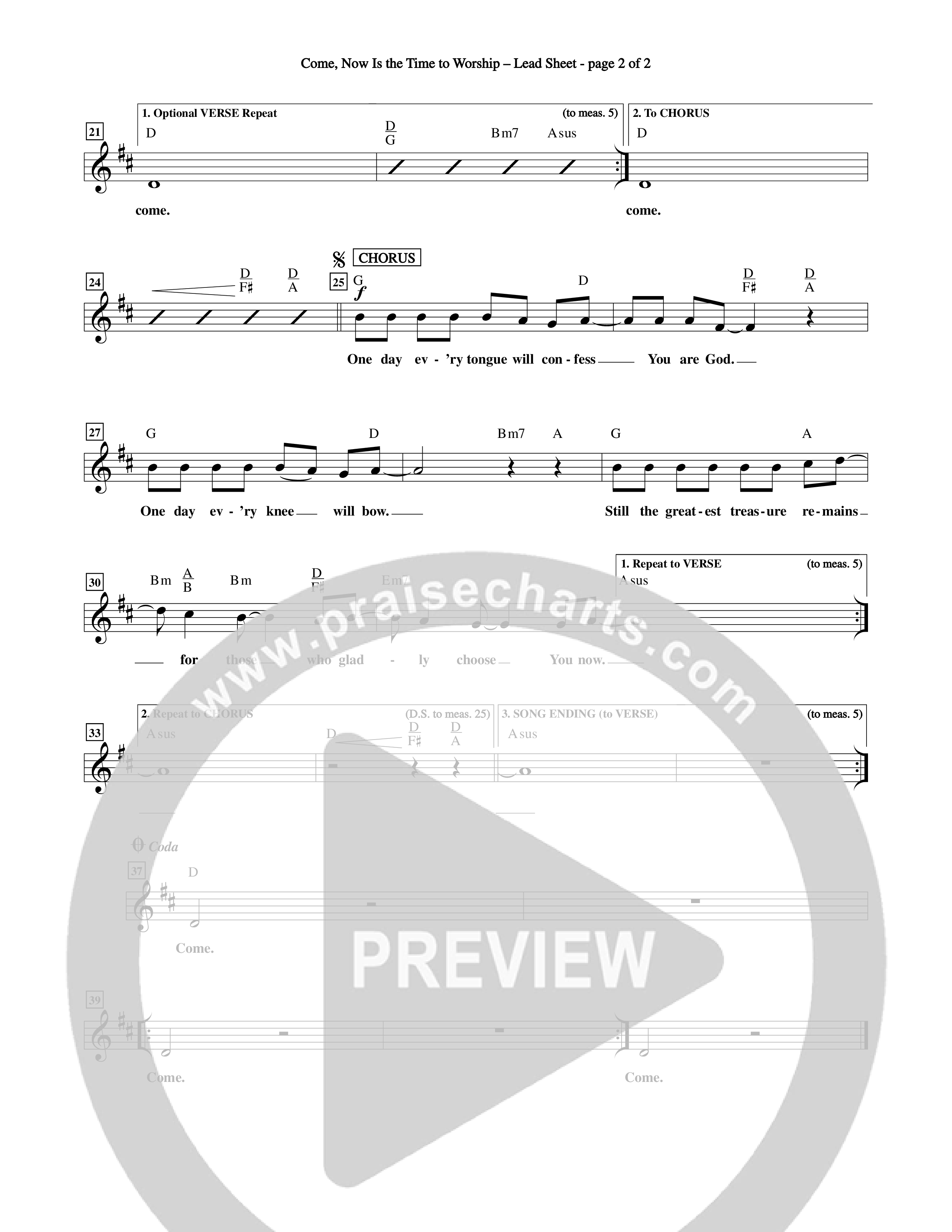 Come Now Is The Time To Worship (Choral Anthem SATB) Lead Sheet (Word Music Choral / Orch. Tom Payne)