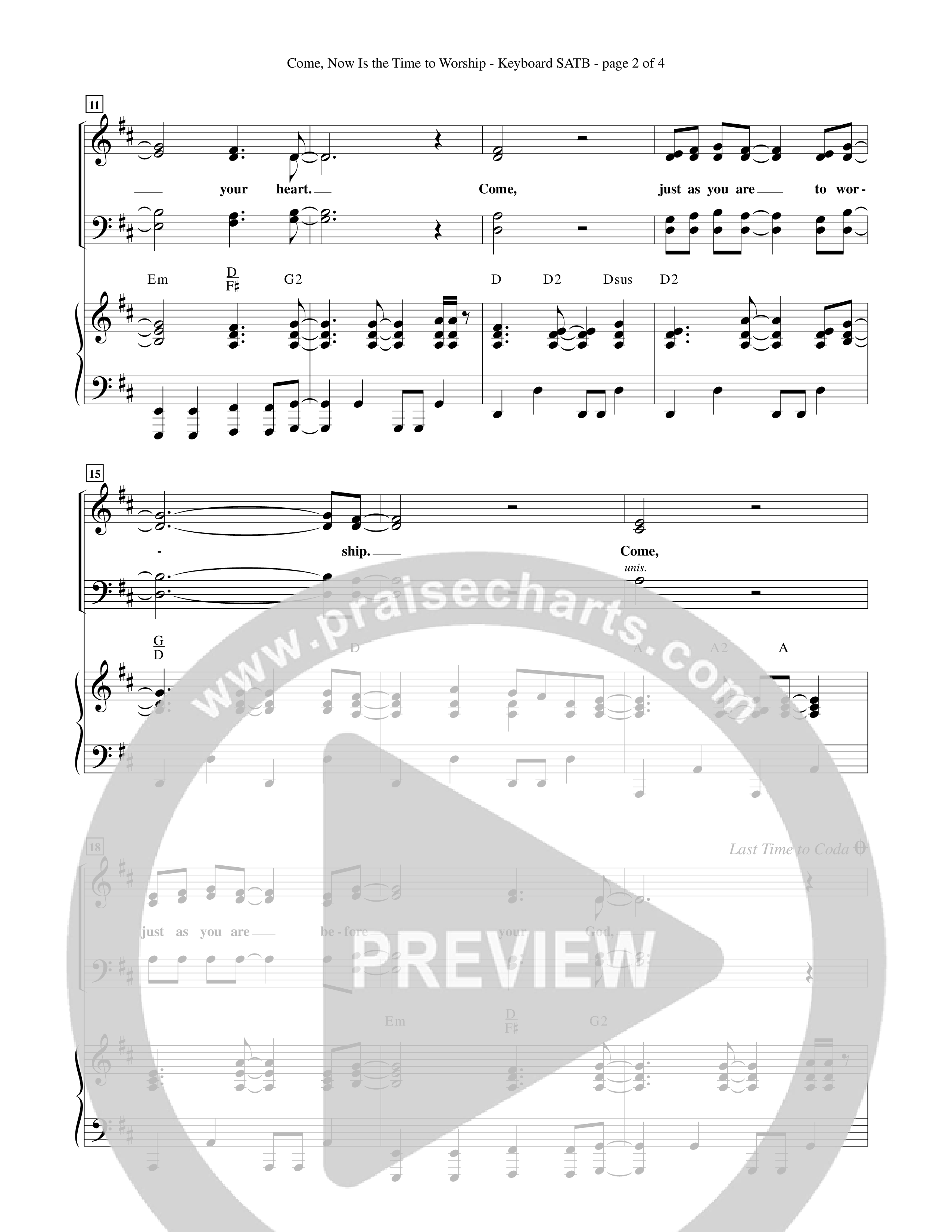 Come Now Is The Time To Worship (Choral Anthem SATB) Keyboard/Vocal (SATB) (Word Music Choral / Orch. Tom Payne)