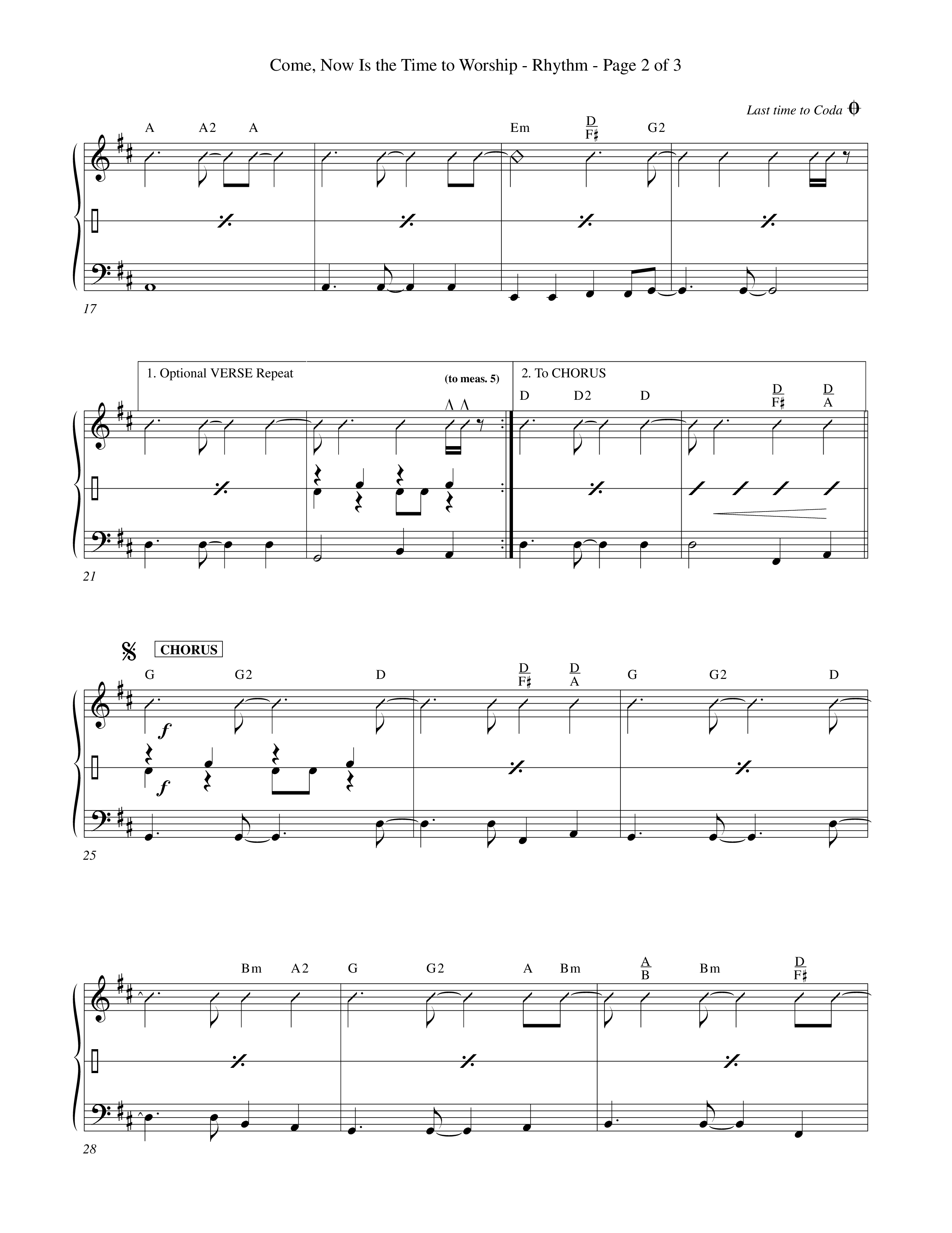 Come Now Is The Time To Worship (Choral Anthem SATB) Rhythm Chart (Word Music Choral / Orch. Tom Payne)