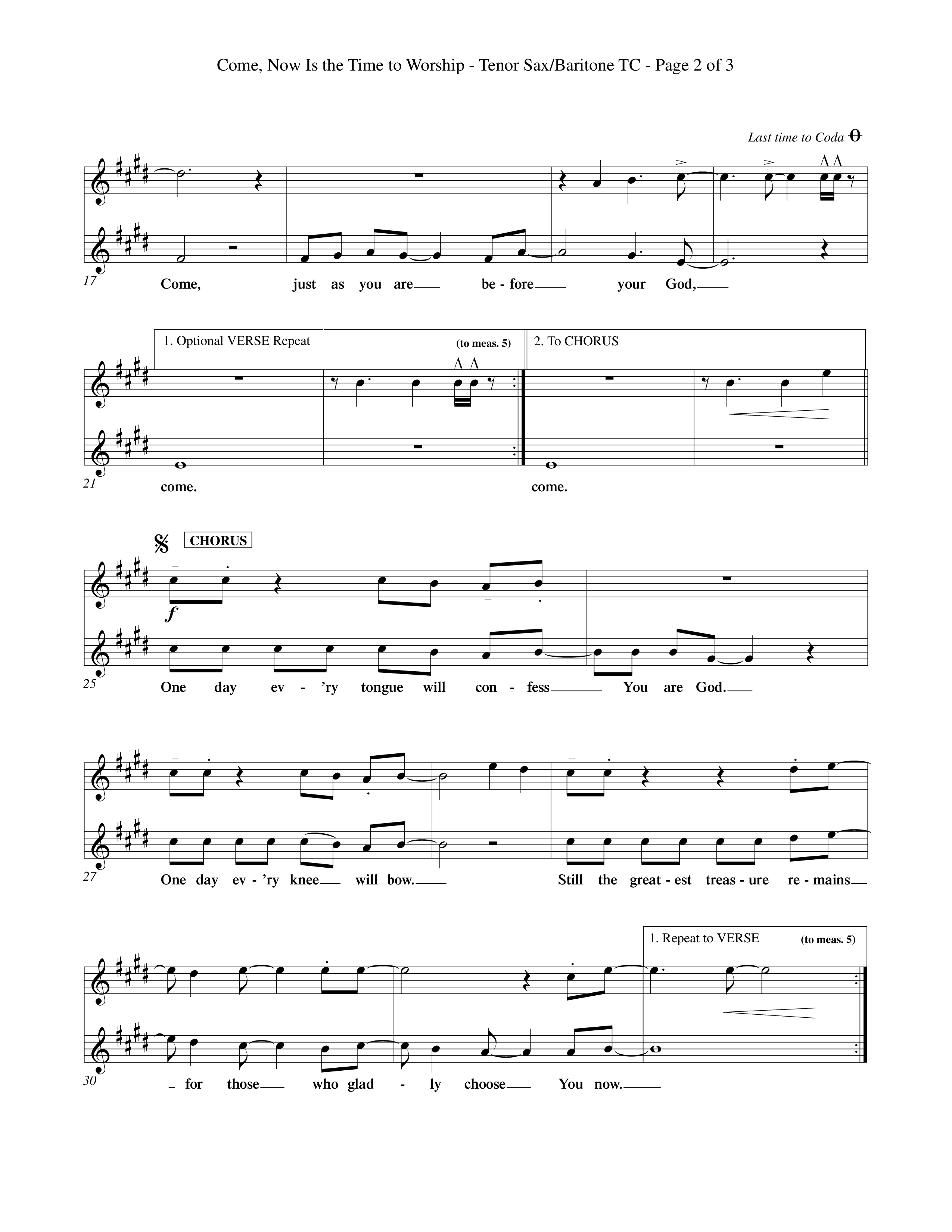 Come Now Is The Time To Worship (Choral Anthem SATB) Tenor Sax/Baritone T.C. (Word Music Choral / Orch. Tom Payne)
