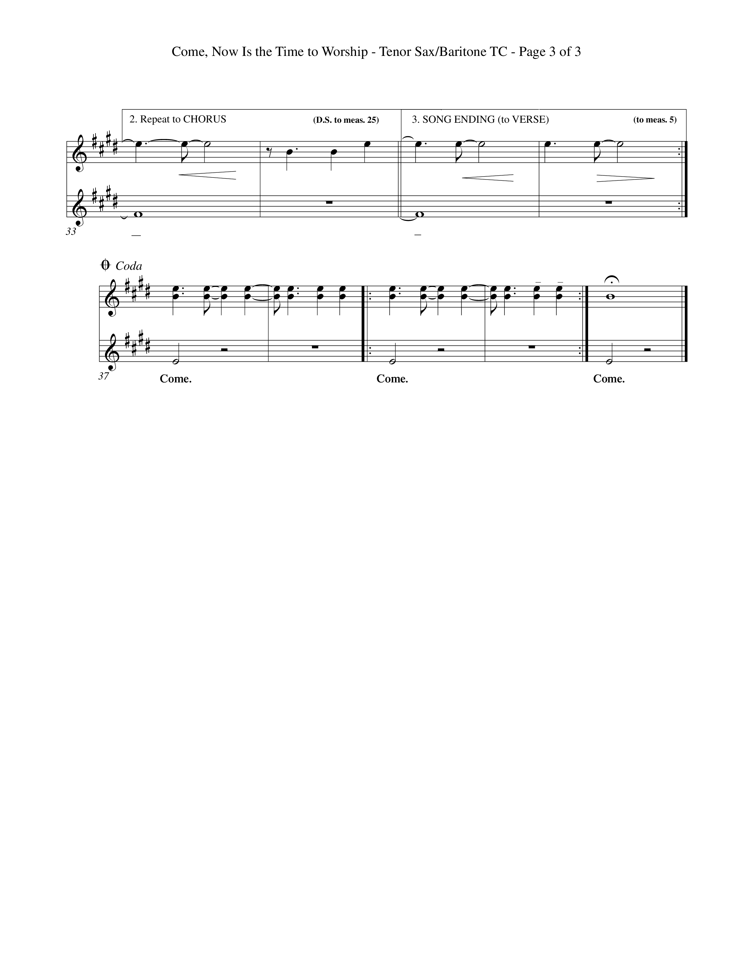 Come Now Is The Time To Worship (Choral Anthem SATB) Tenor Sax/Baritone T.C. (Word Music Choral / Orch. Tom Payne)