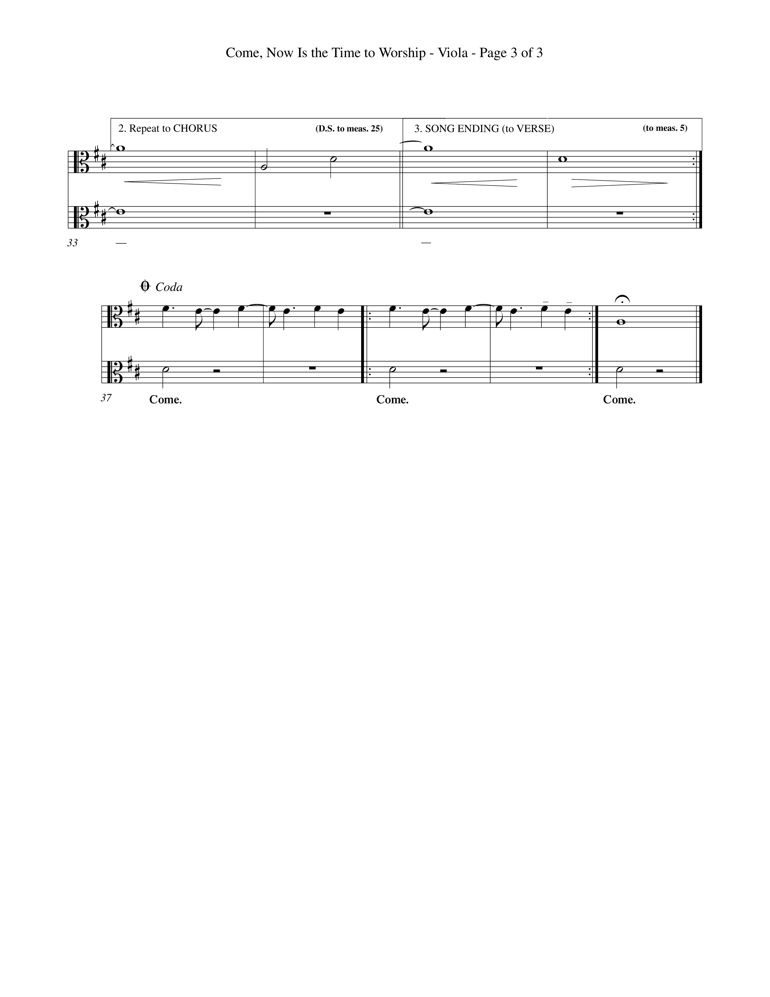 Come Now Is The Time To Worship (Choral Anthem SATB) Viola (Word Music Choral / Orch. Tom Payne)