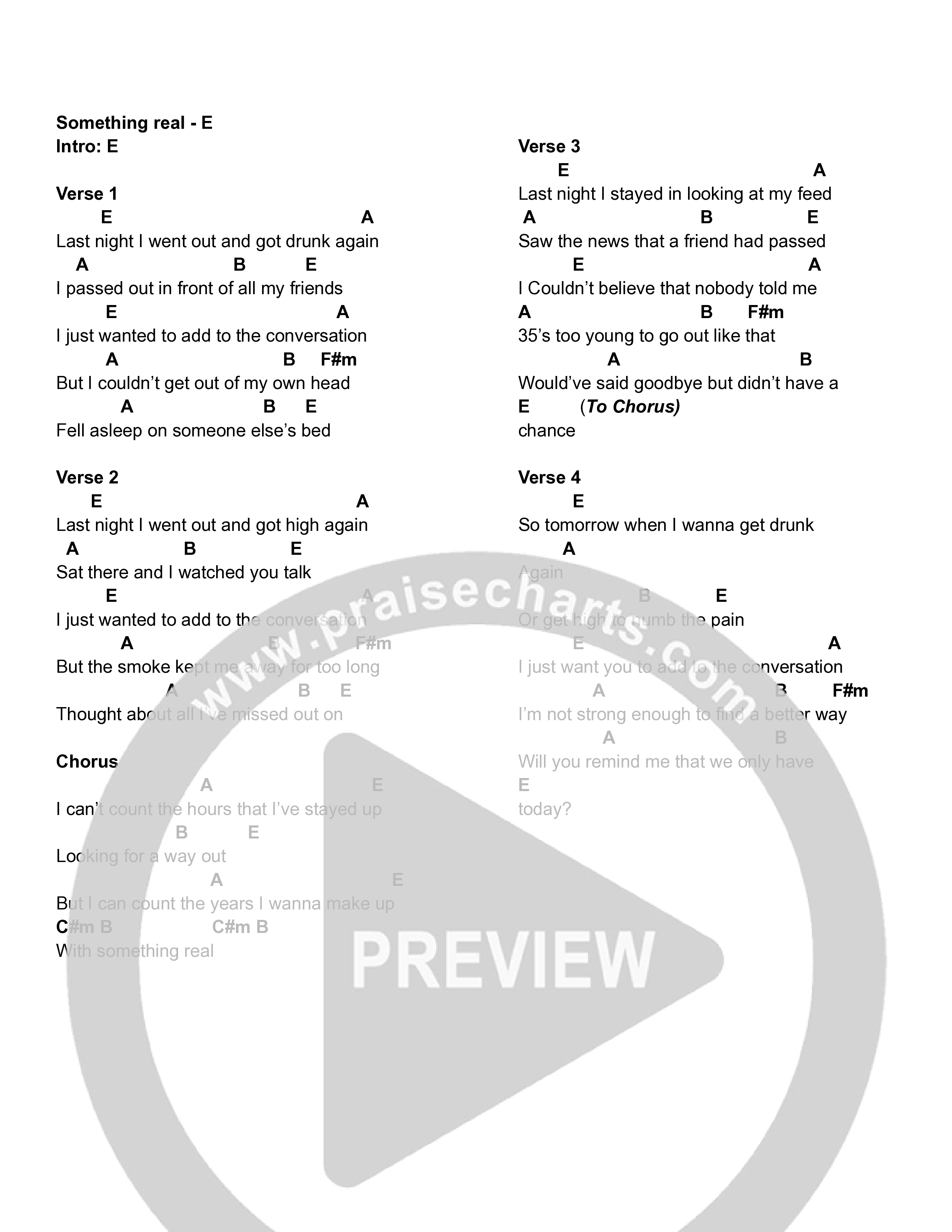Something Real Chord Chart (Kevin Embleton)