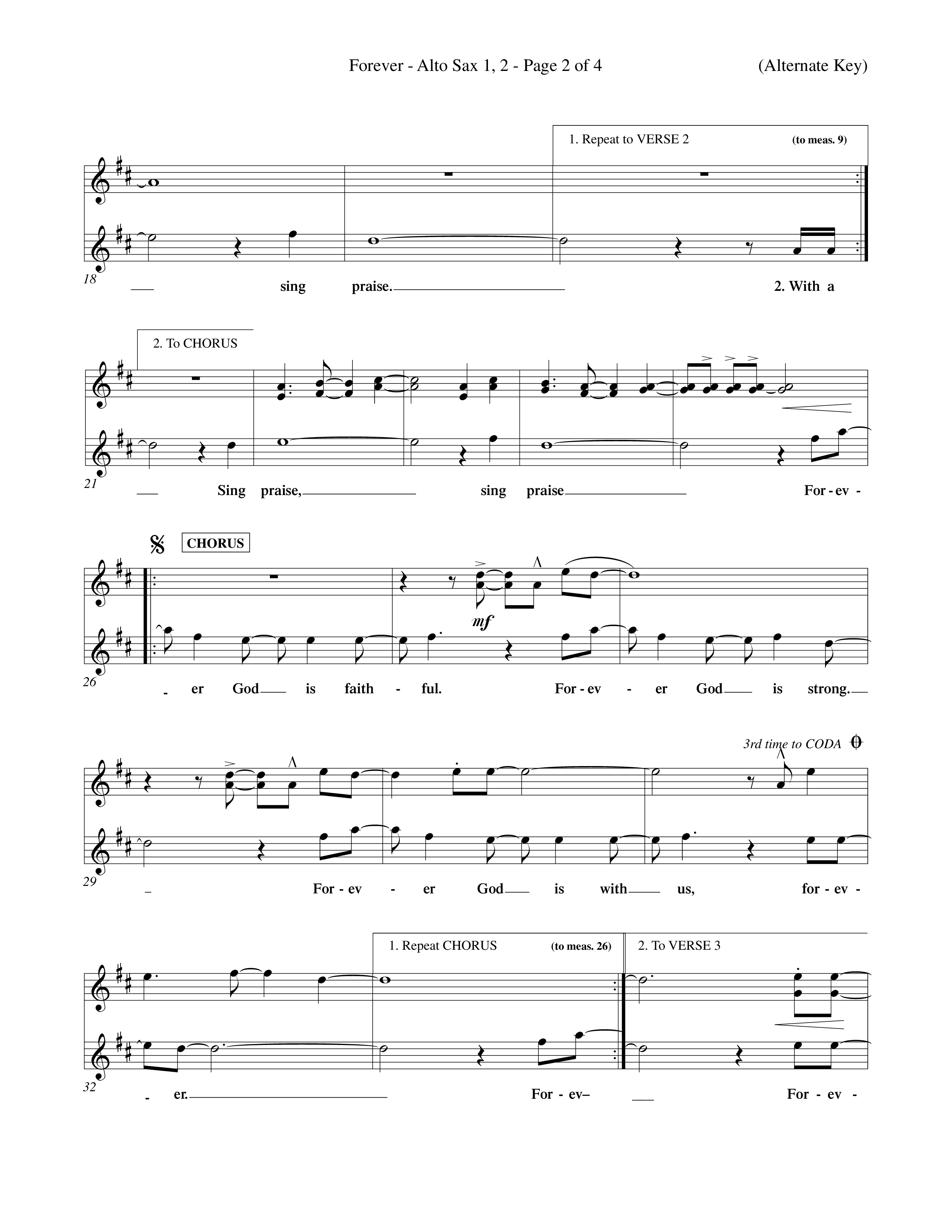 Forever (Choral Anthem SATB) Alto Sax 1/2 (Word Music Choral / Orch. David Winkler)