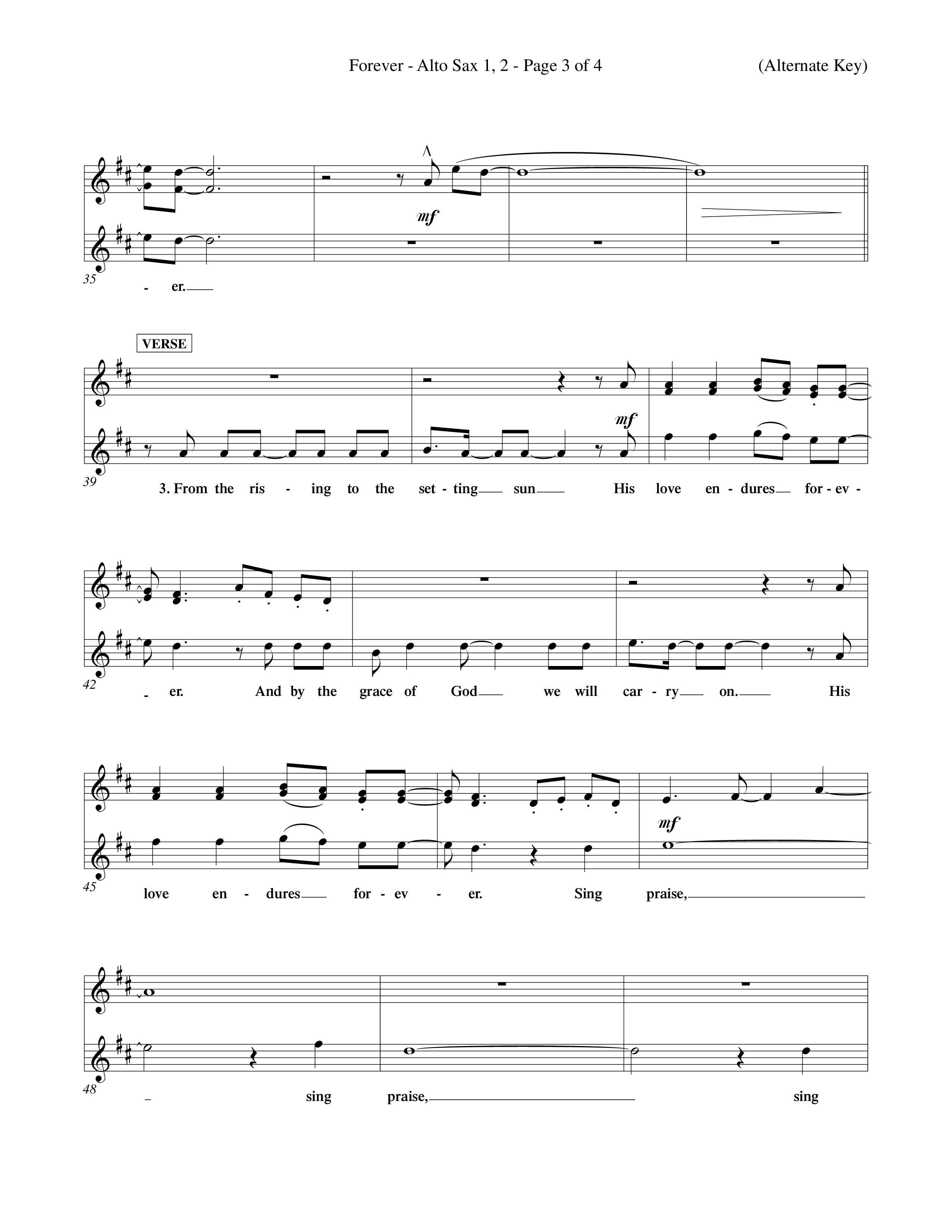 Forever (Choral Anthem SATB) Alto Sax 1/2 (Word Music Choral / Orch. David Winkler)