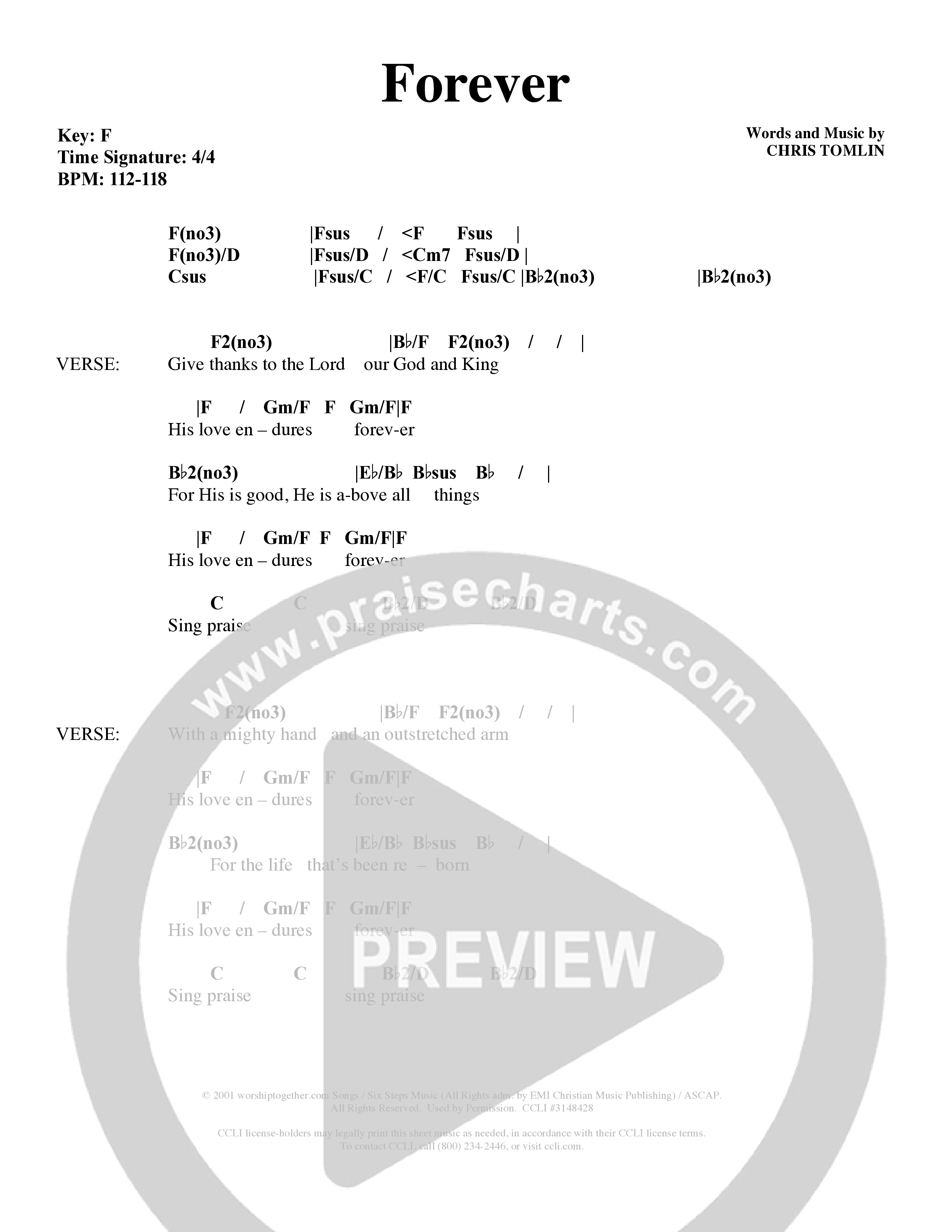 Forever (Choral Anthem SATB) Chords & Lyrics (Word Music Choral / Orch. David Winkler)