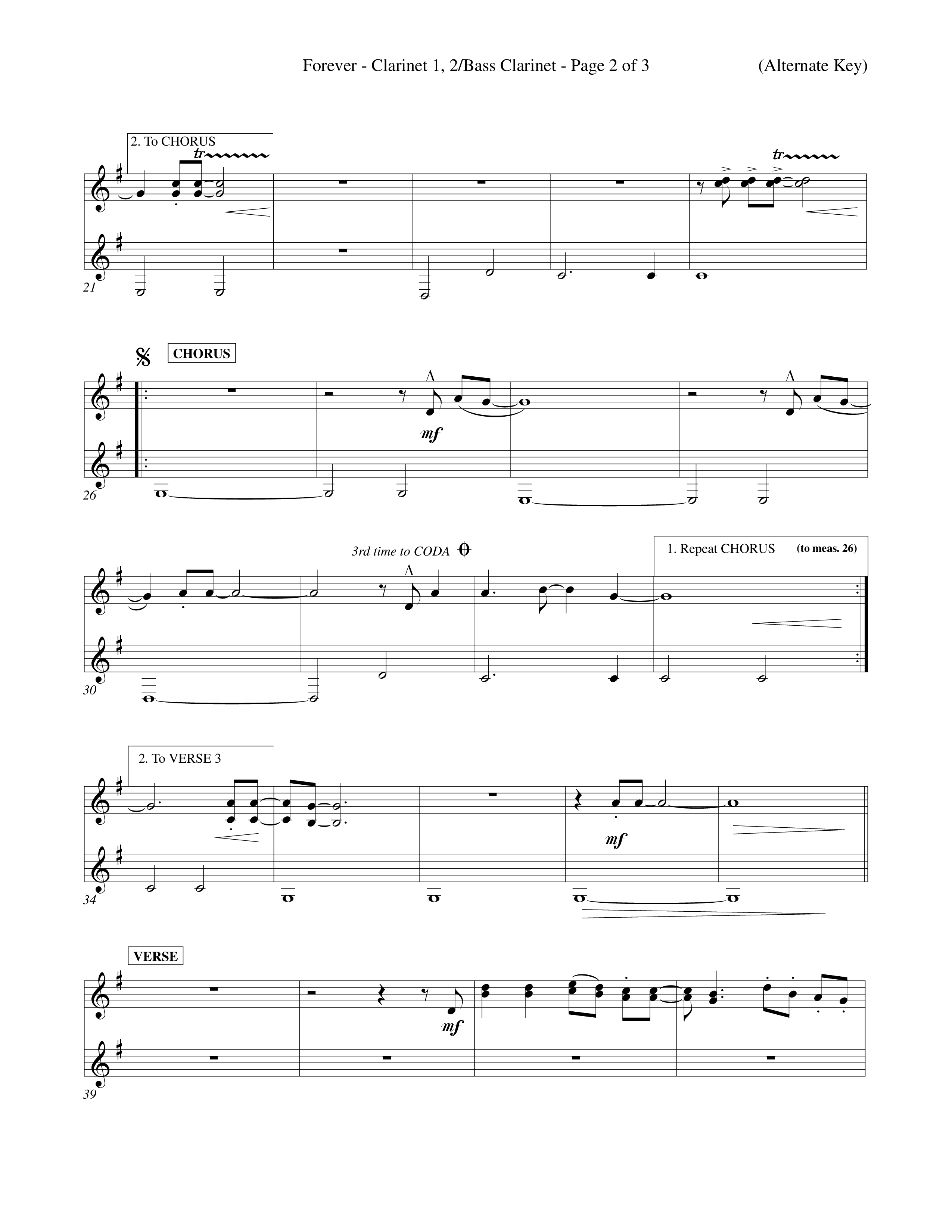 Forever (Choral Anthem SATB) Clarinet 1/2, Bass Clarinet (Word Music Choral / Orch. David Winkler)