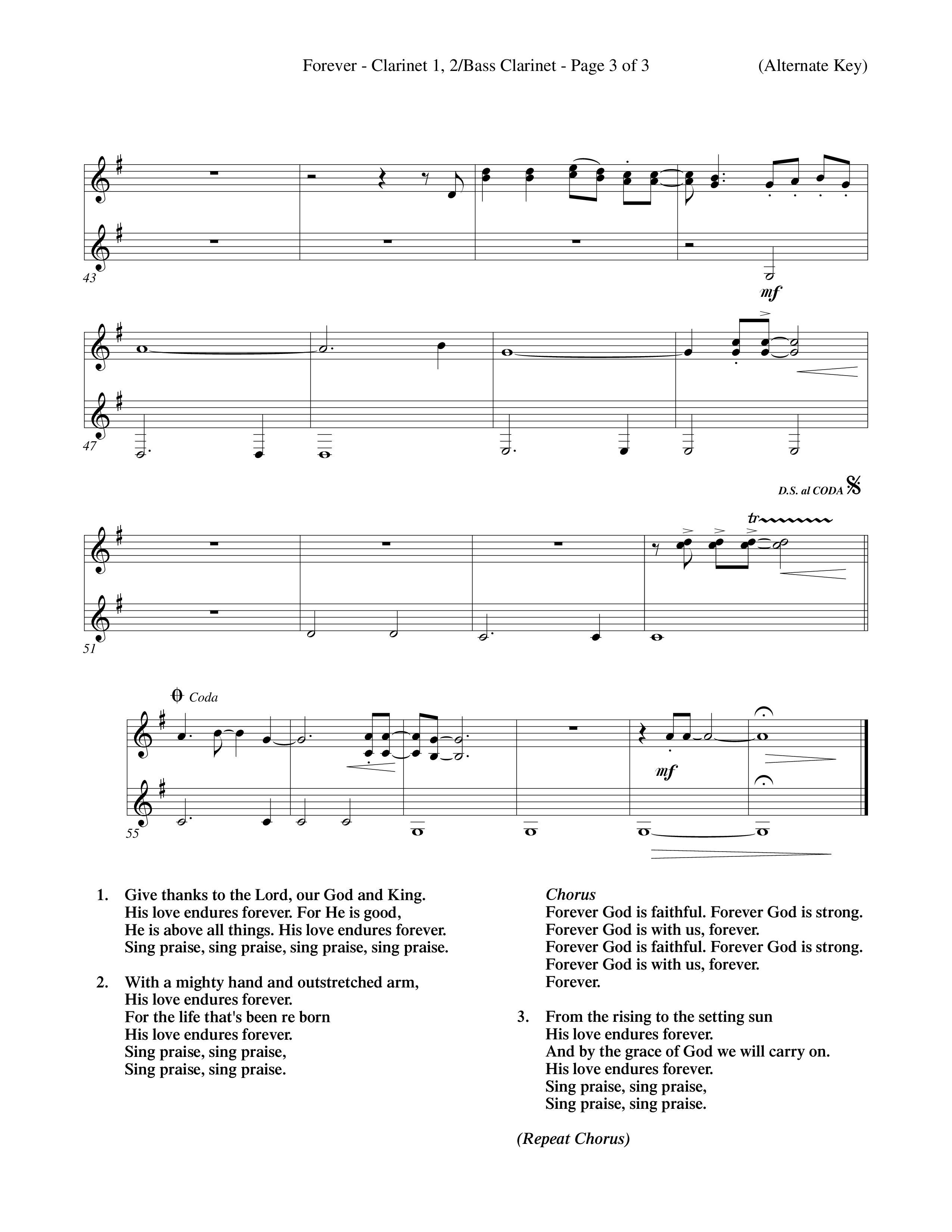 Forever (Choral Anthem SATB) Clarinet 1/2, Bass Clarinet (Word Music Choral / Orch. David Winkler)