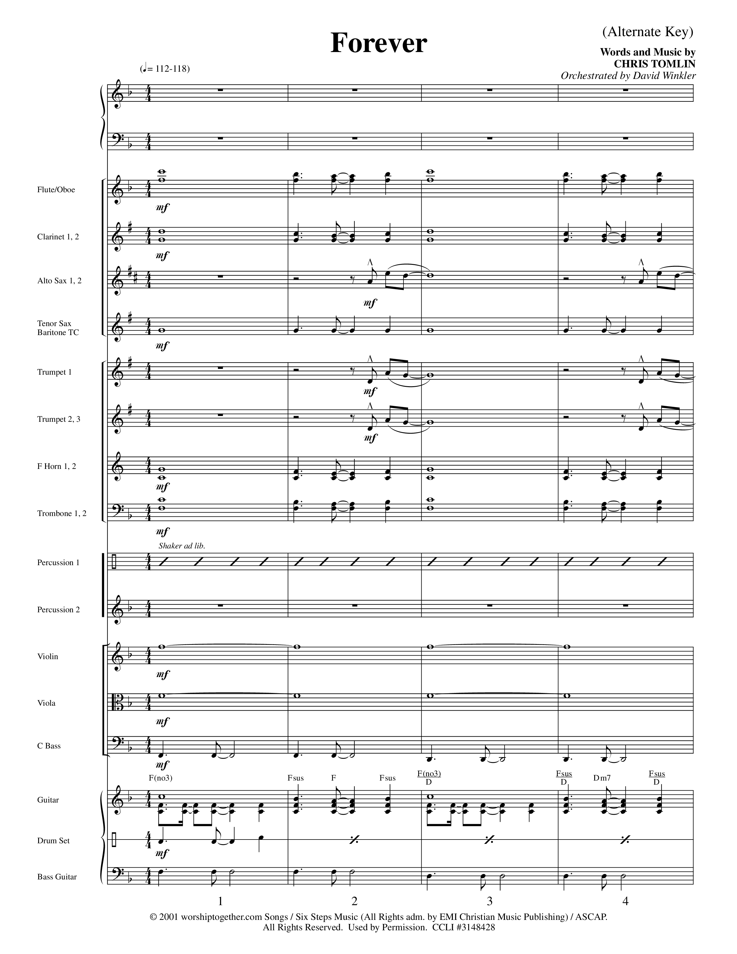 Forever (Choral Anthem SATB) Orchestration (Word Music Choral / Orch. David Winkler)