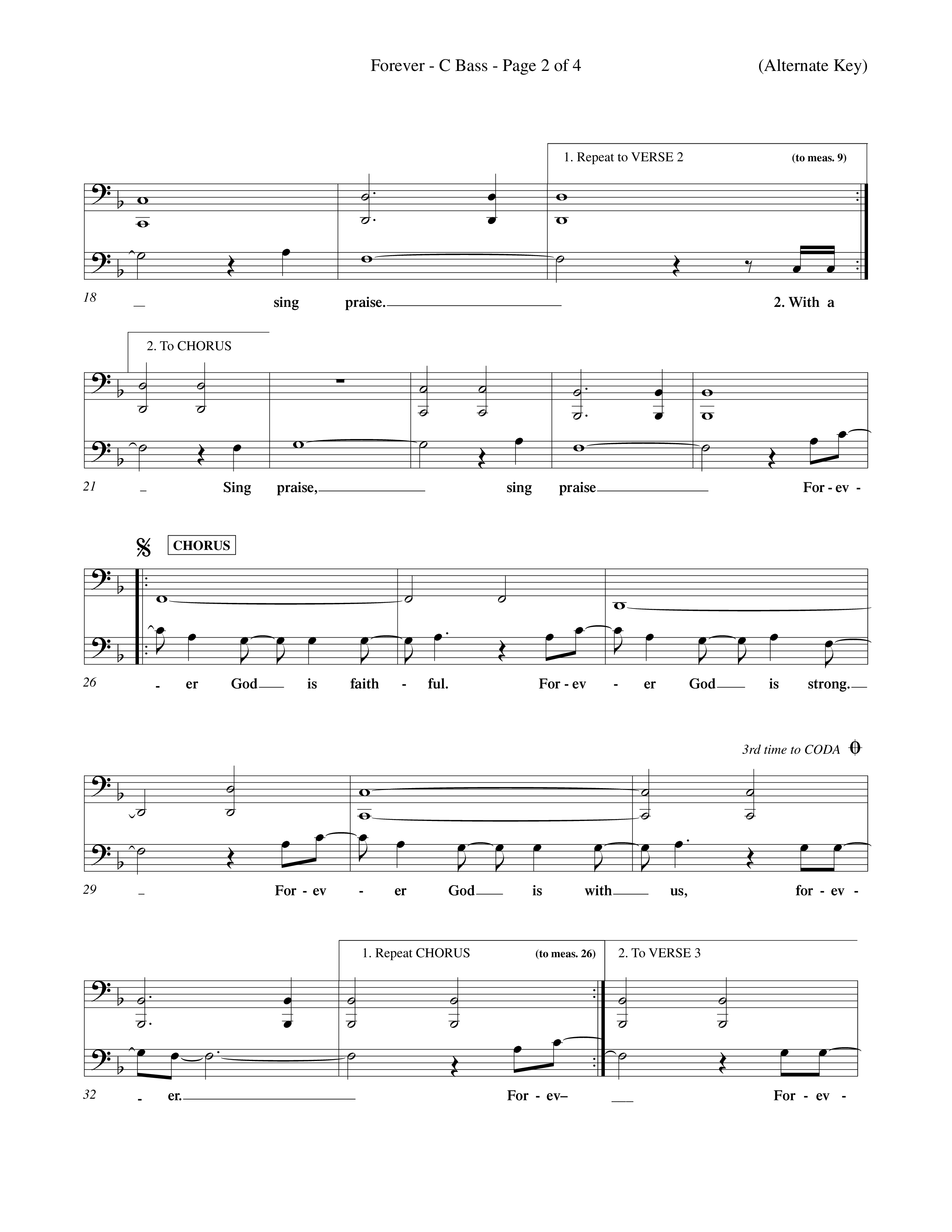 Forever (Choral Anthem SATB) Contrabass (Word Music Choral / Orch. David Winkler)
