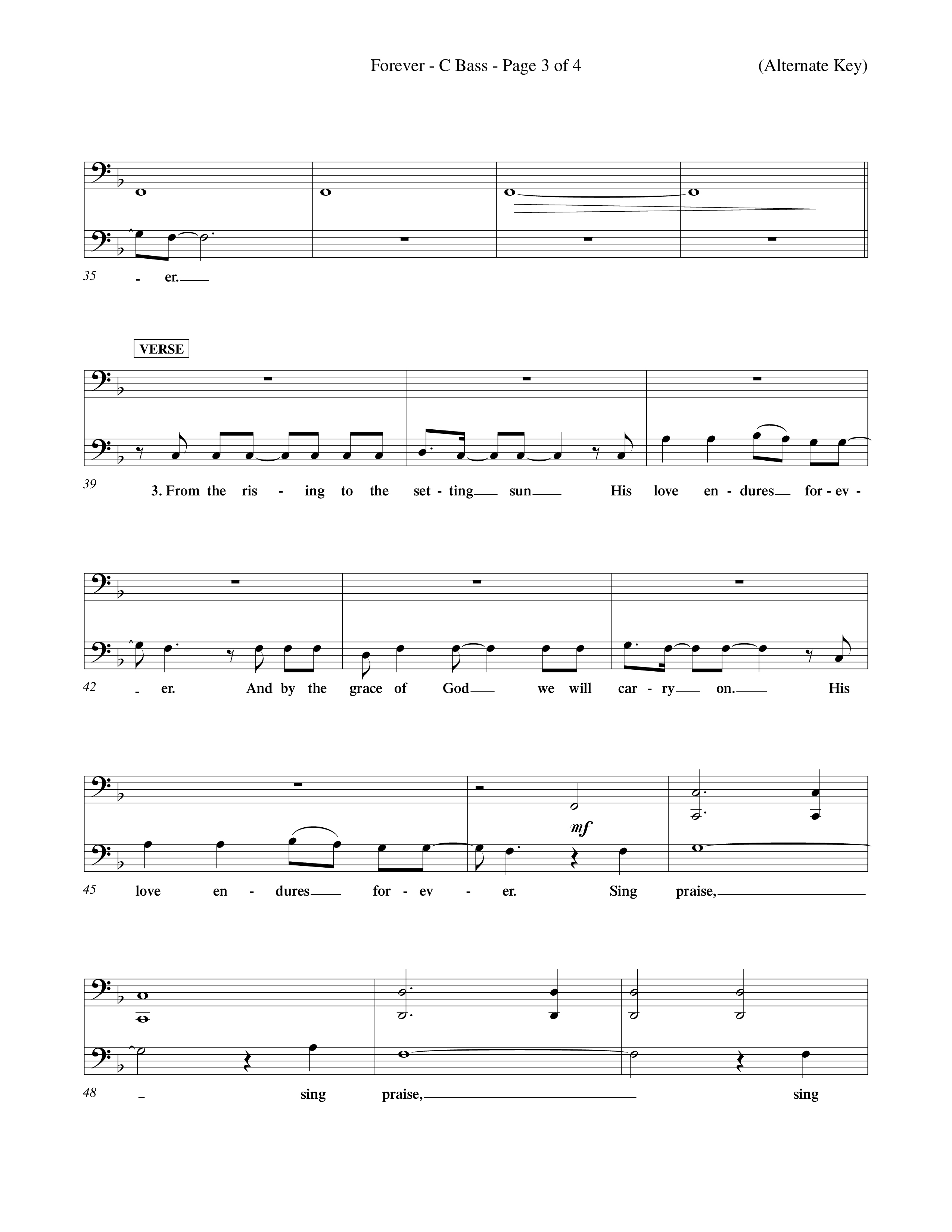 Forever (Choral Anthem SATB) Contrabass (Word Music Choral / Orch. David Winkler)