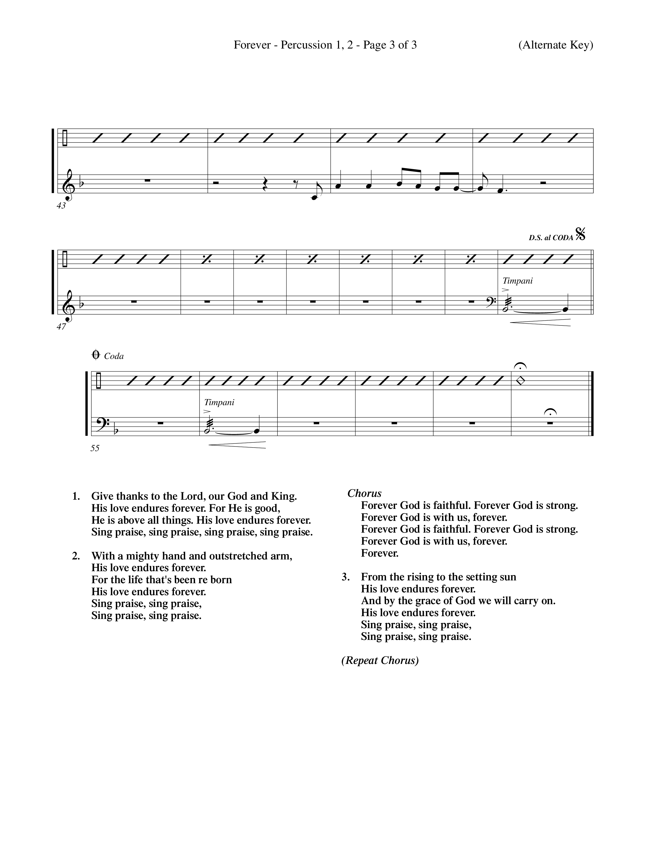 Forever (Choral Anthem SATB) Percussion 1/2 (Word Music Choral / Orch. David Winkler)