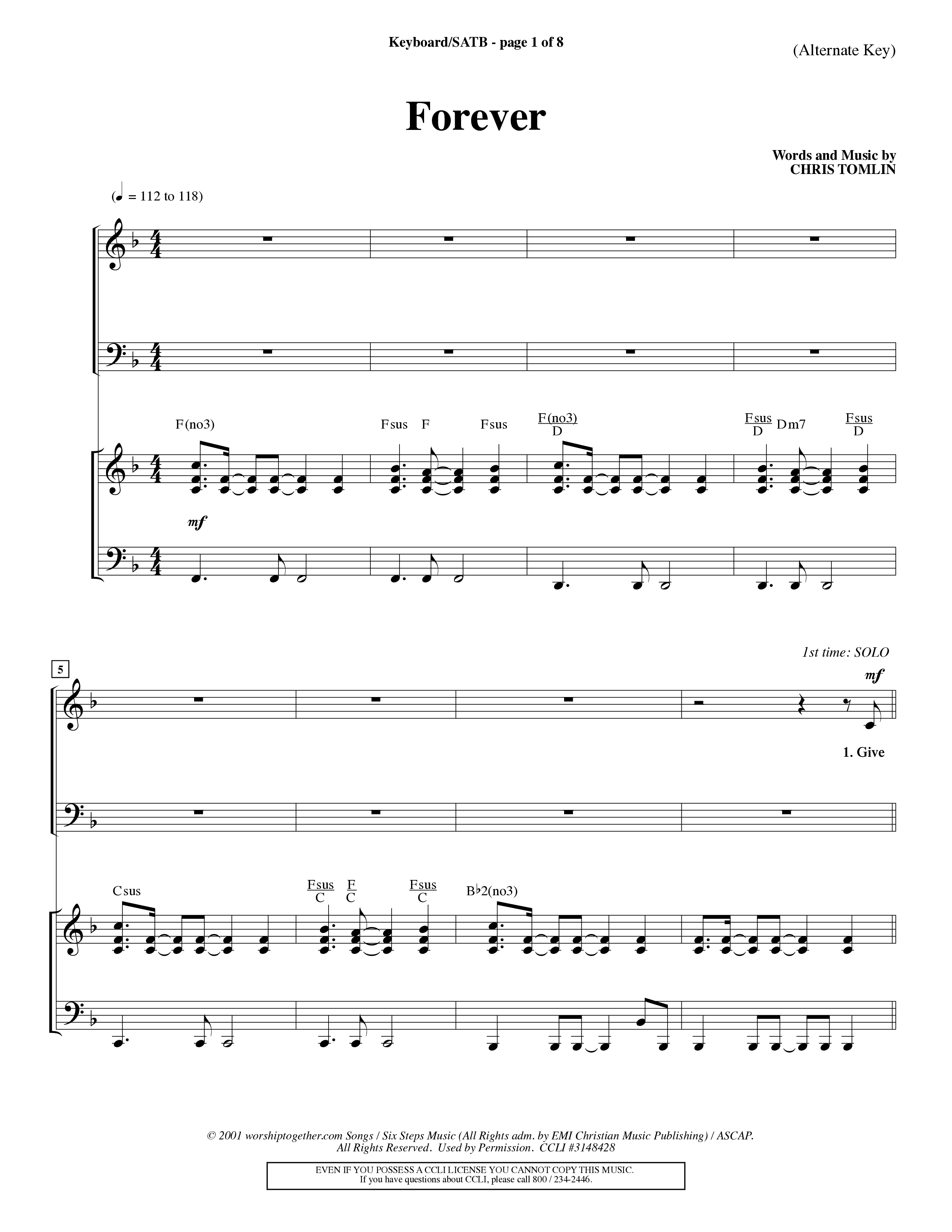 Forever (Choral Anthem SATB) Keyboard/Vocal (SATB) (Word Music Choral / Orch. David Winkler)