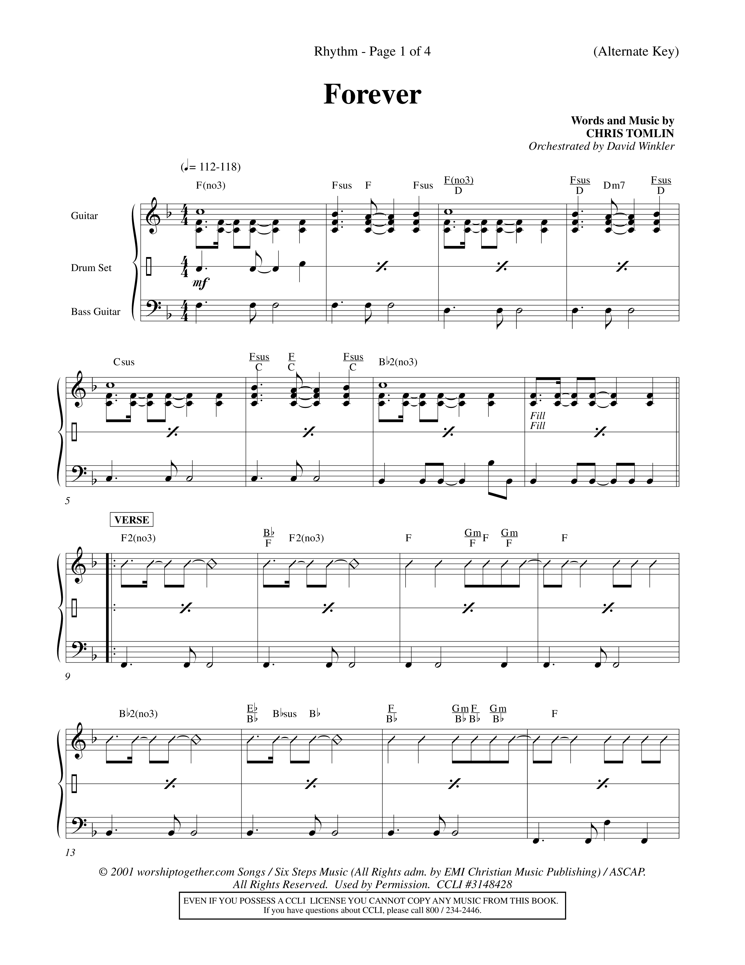Forever (Choral Anthem SATB) Rhythm Pack (Word Music Choral / Orch. David Winkler)