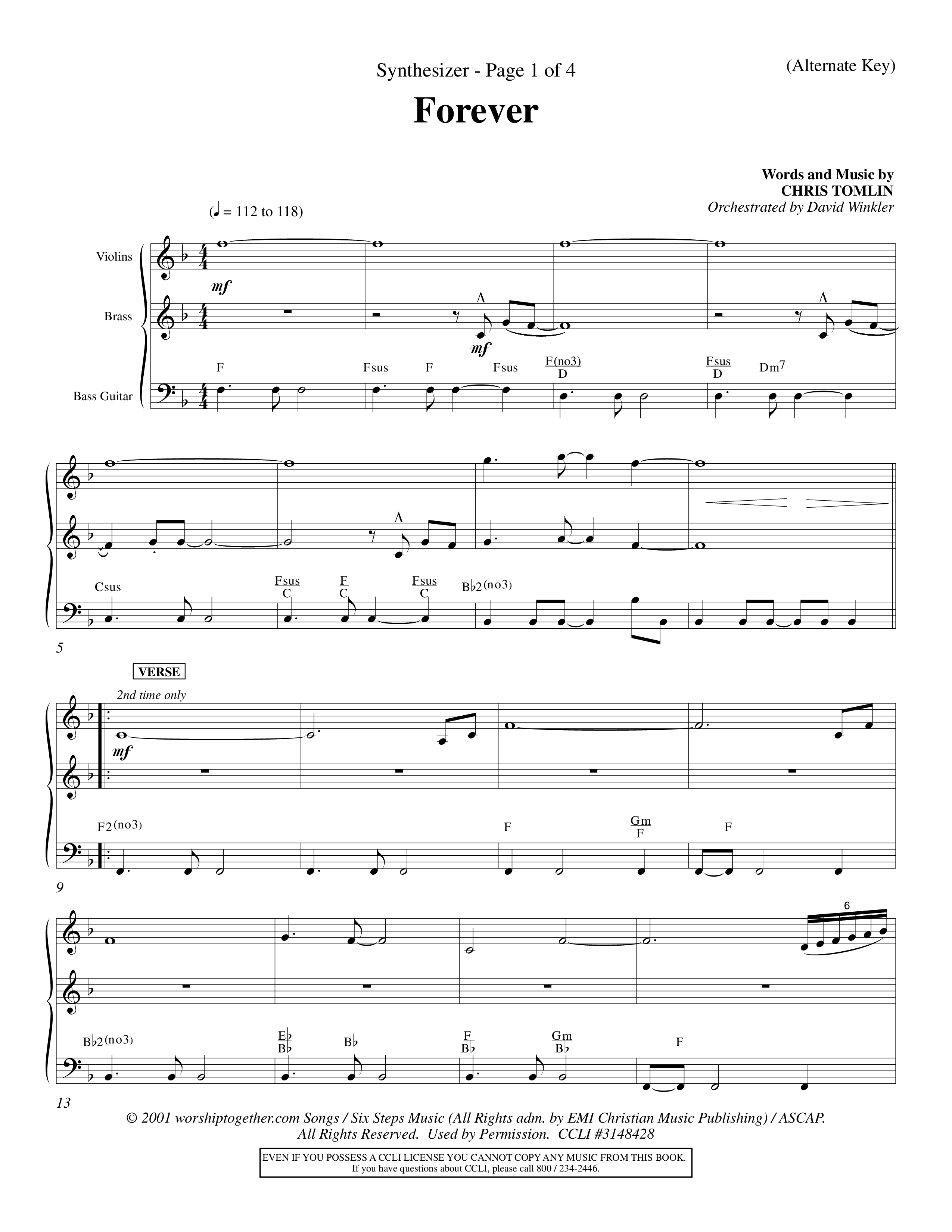 Forever (Choral Anthem SATB) Synth (Word Music Choral / Orch. David Winkler)