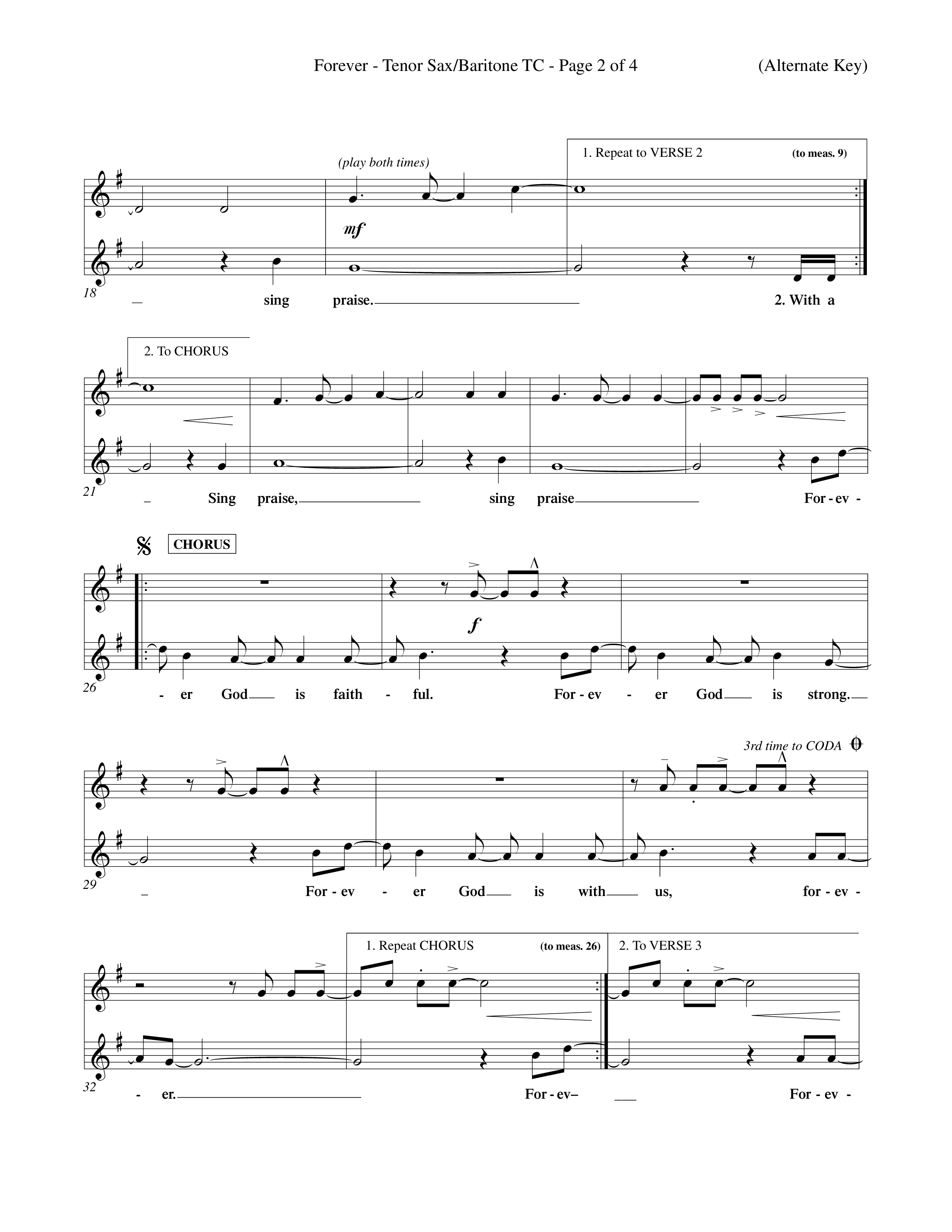 Forever (Choral Anthem SATB) Tenor Sax/Baritone T.C. (Word Music Choral / Orch. David Winkler)