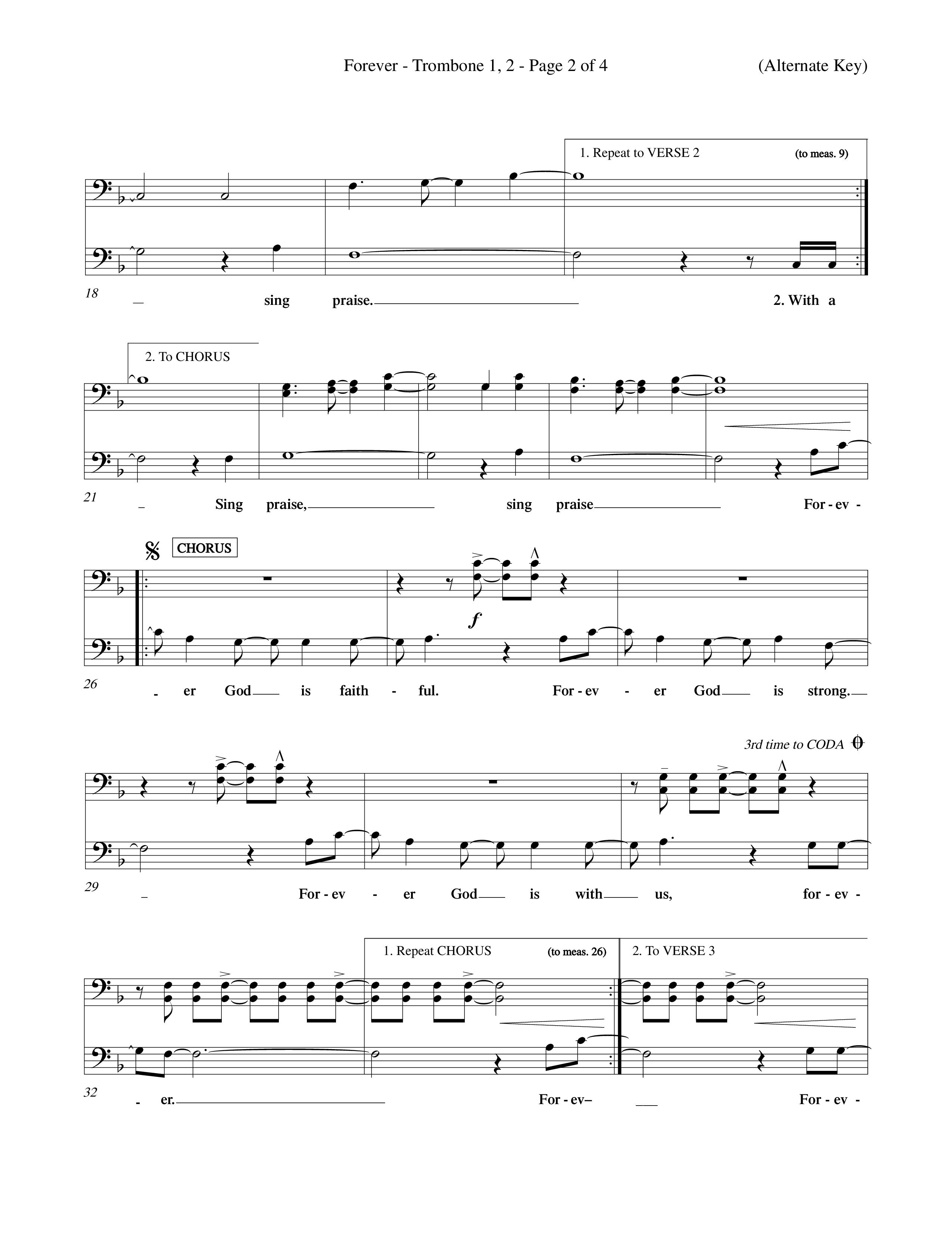 Forever (Choral Anthem SATB) Trombone 1/2 (Word Music Choral / Orch. David Winkler)