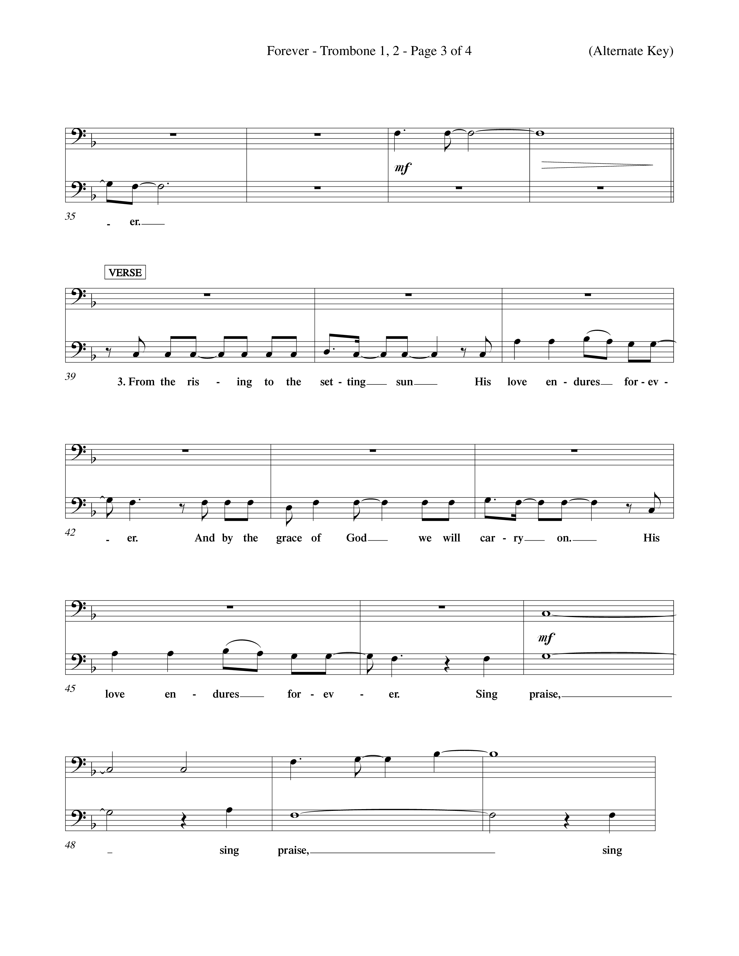 Forever (Choral Anthem SATB) Trombone 1/2 (Word Music Choral / Orch. David Winkler)