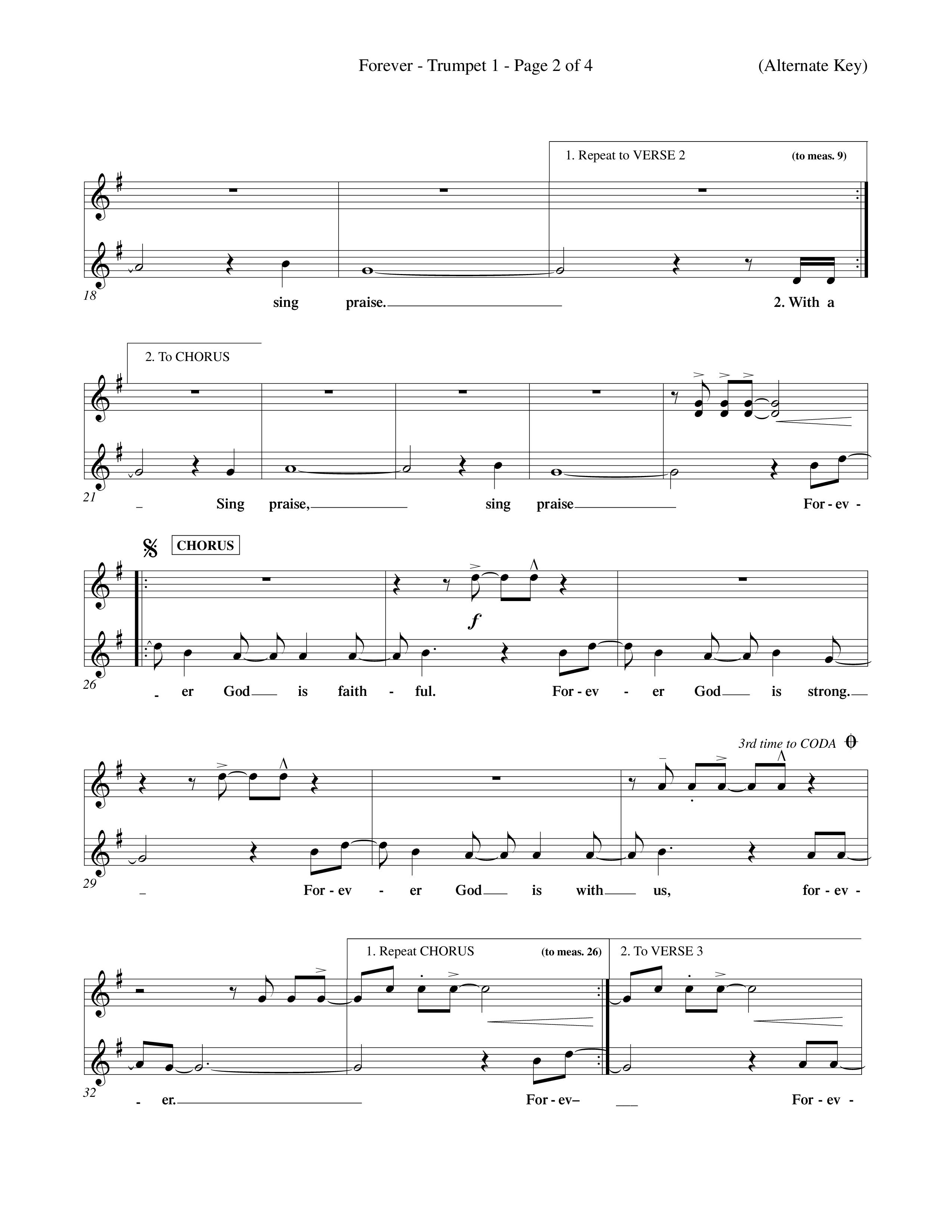 Forever (Choral Anthem SATB) Trumpet 1 (Word Music Choral / Orch. David Winkler)