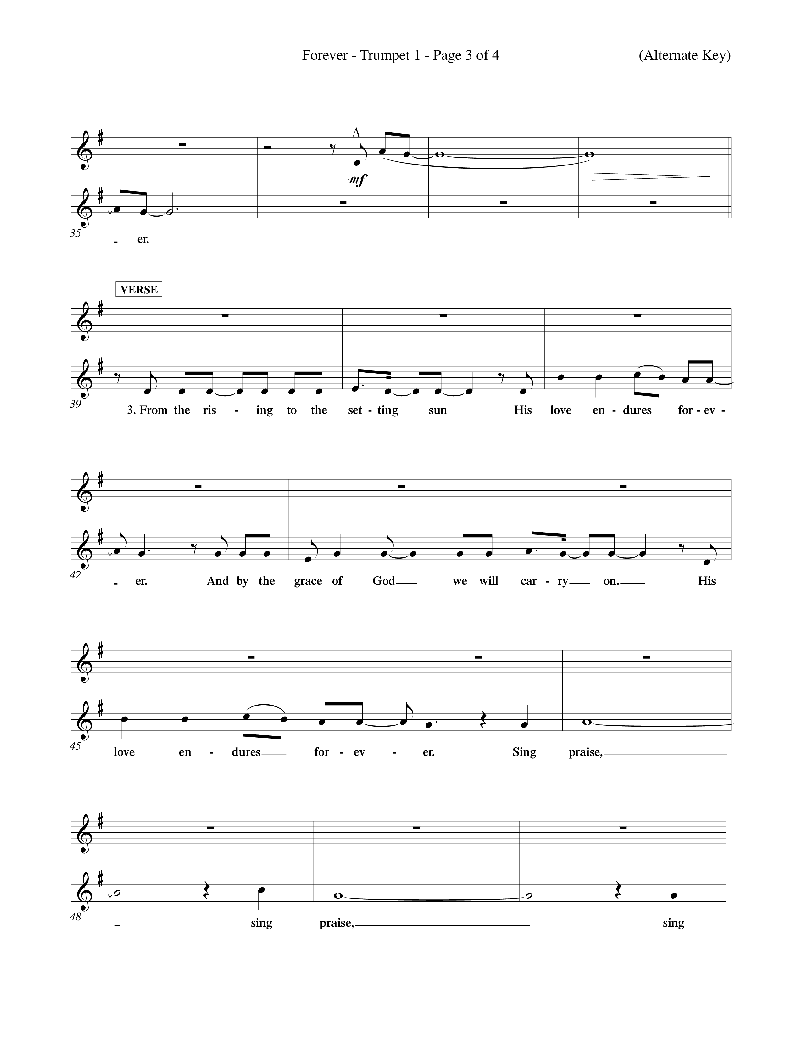 Forever (Choral Anthem SATB) Trumpet 1 (Word Music Choral / Orch. David Winkler)