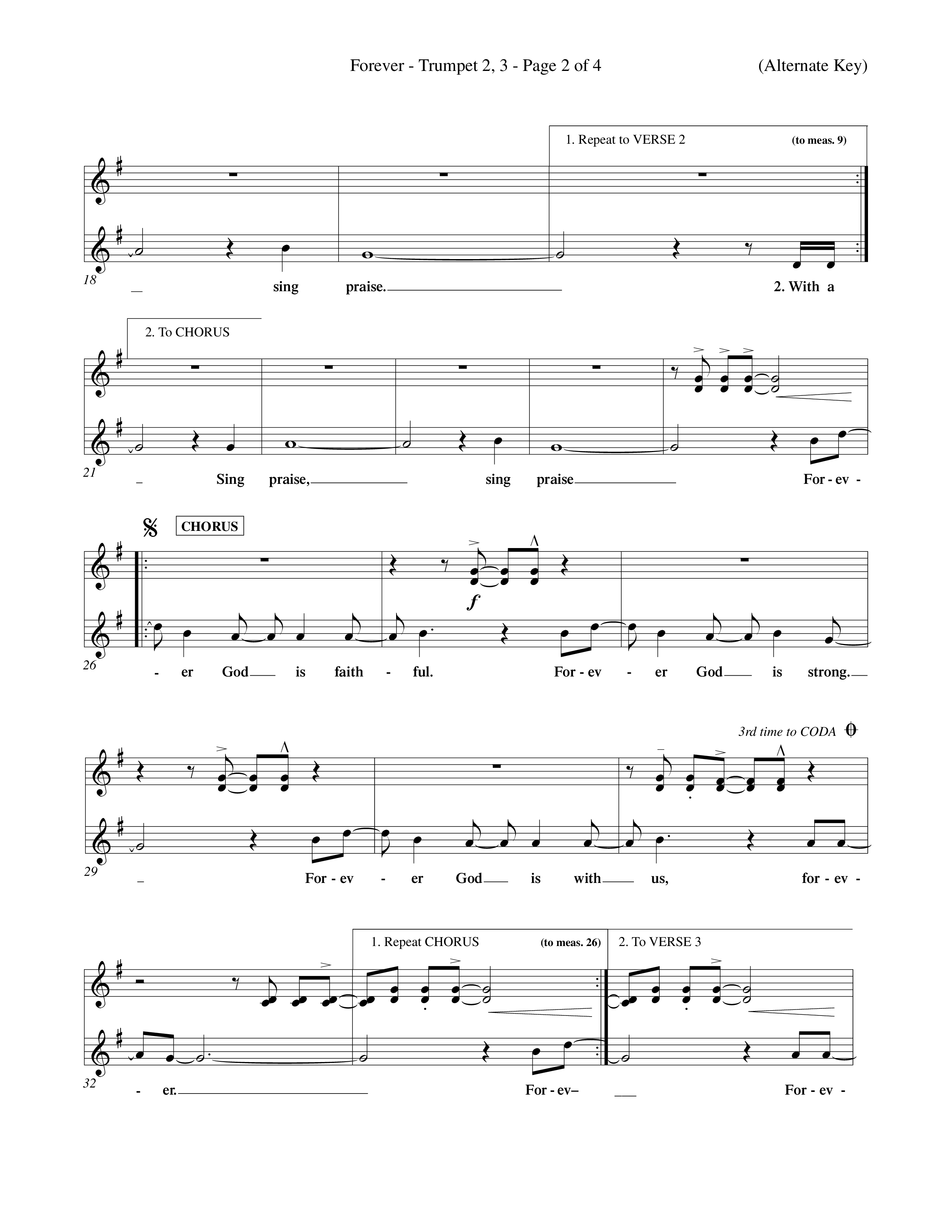 Forever (Choral Anthem SATB) Trumpet 2/3 (Word Music Choral / Orch. David Winkler)