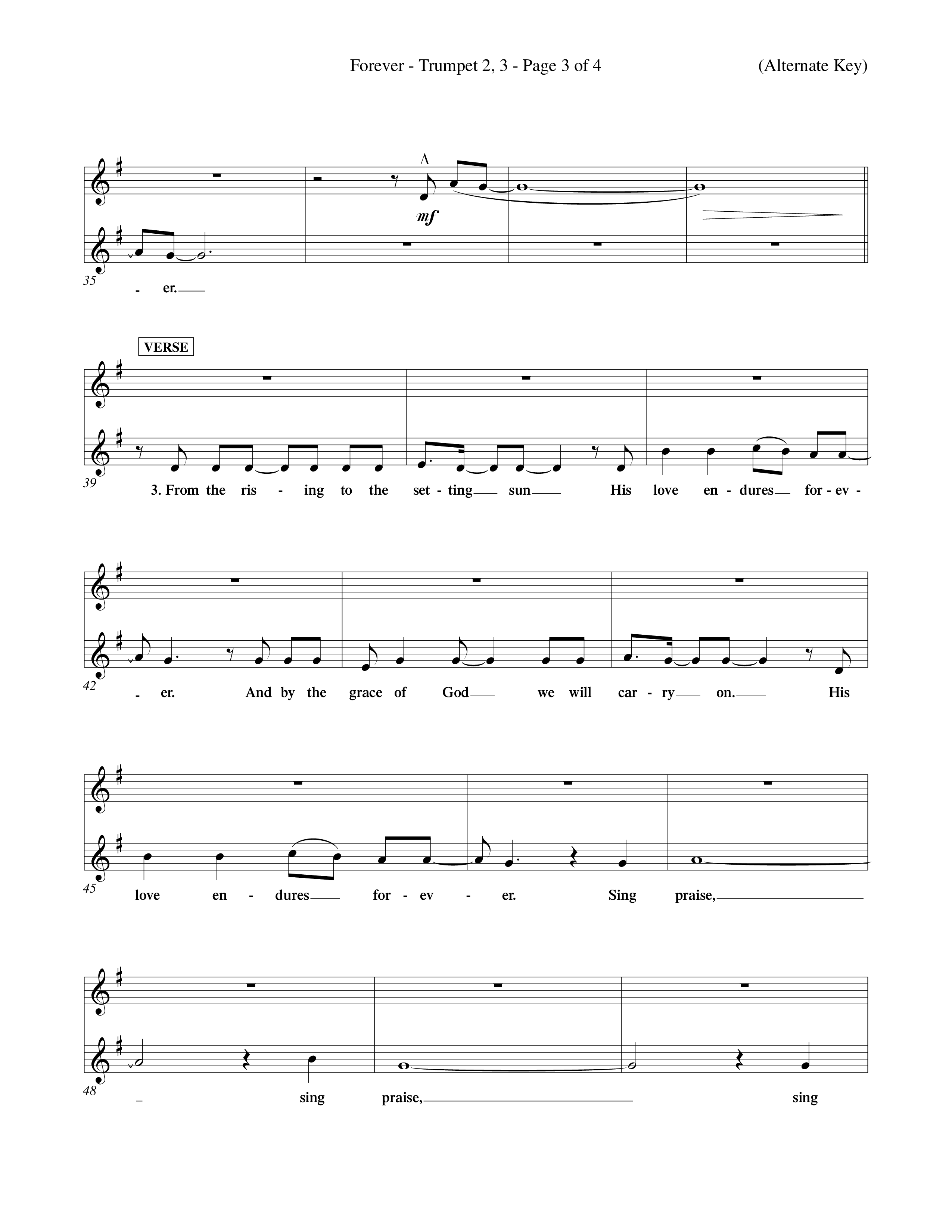 Forever (Choral Anthem SATB) Trumpet 2/3 (Word Music Choral / Orch. David Winkler)