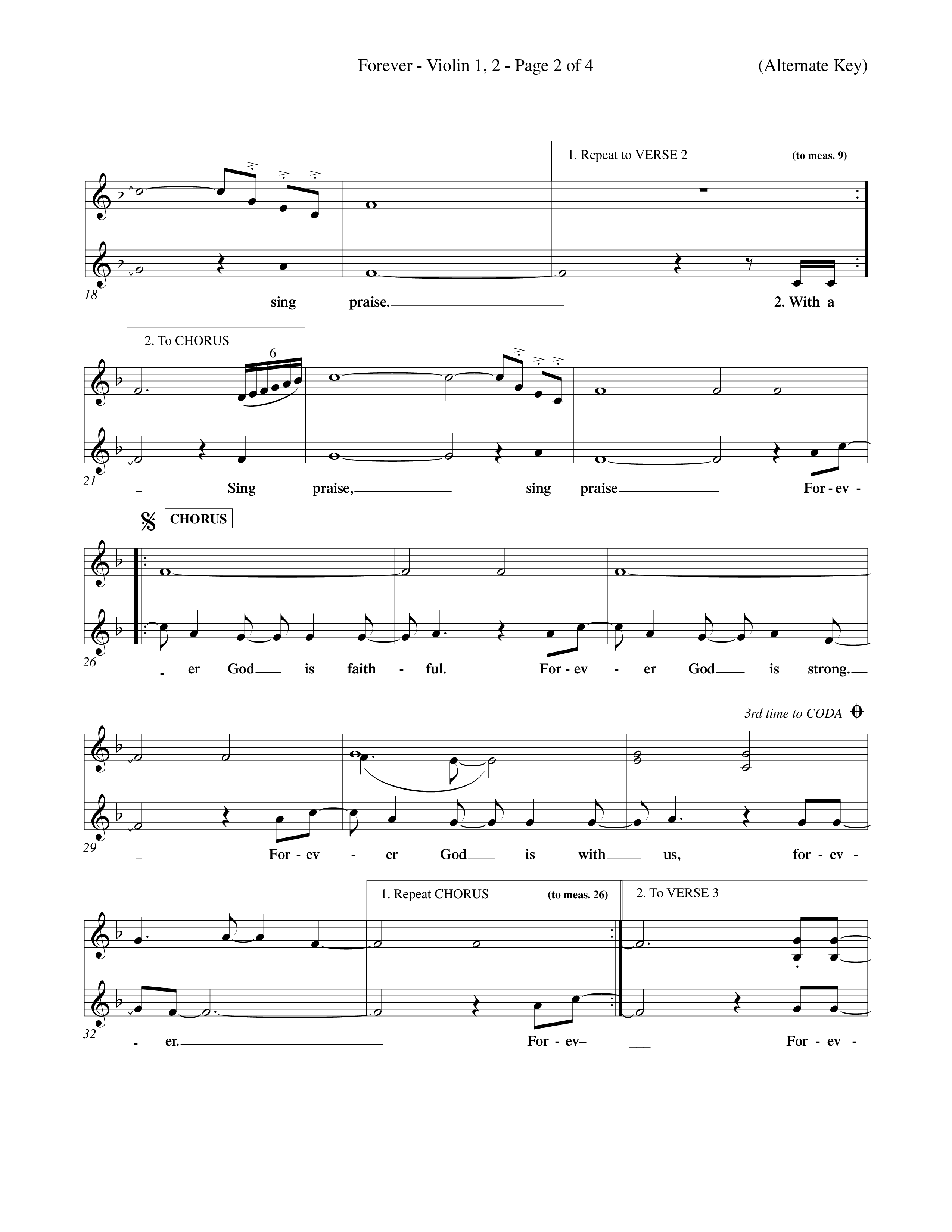 Forever (Choral Anthem SATB) Violin 1/2 (Word Music Choral / Orch. David Winkler)