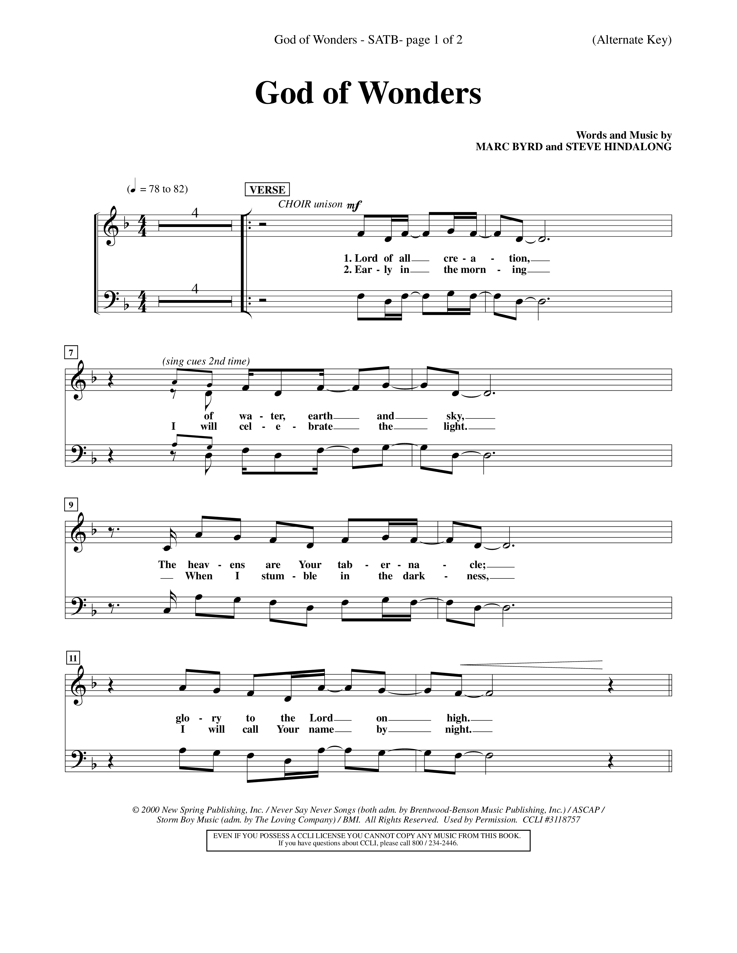God Of Wonders (Choral Anthem SATB) Choir Sheet (SATB) (Word Music Choral / Orch. Tom Payne)