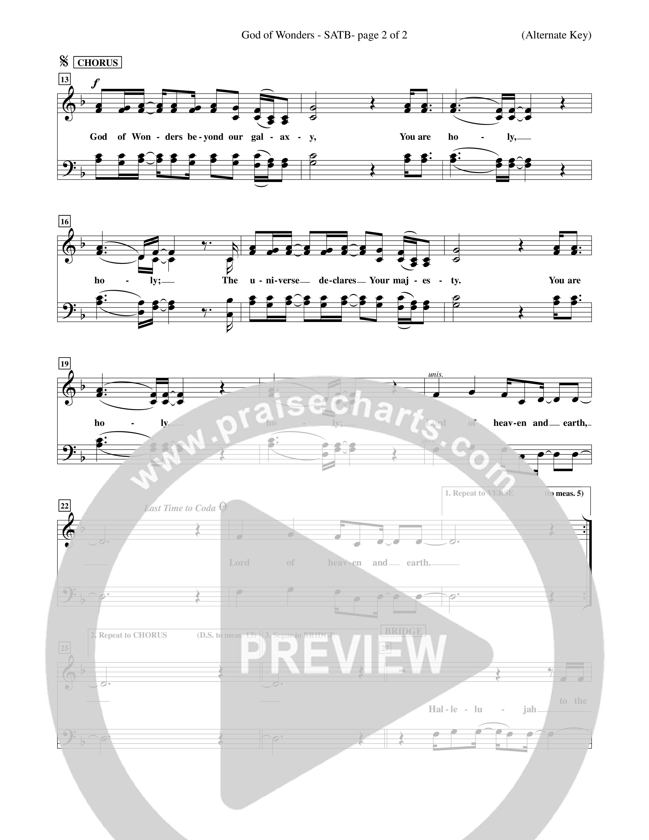 God Of Wonders (Choral Anthem SATB) Choir Sheet (SATB) (Word Music Choral / Orch. Tom Payne)