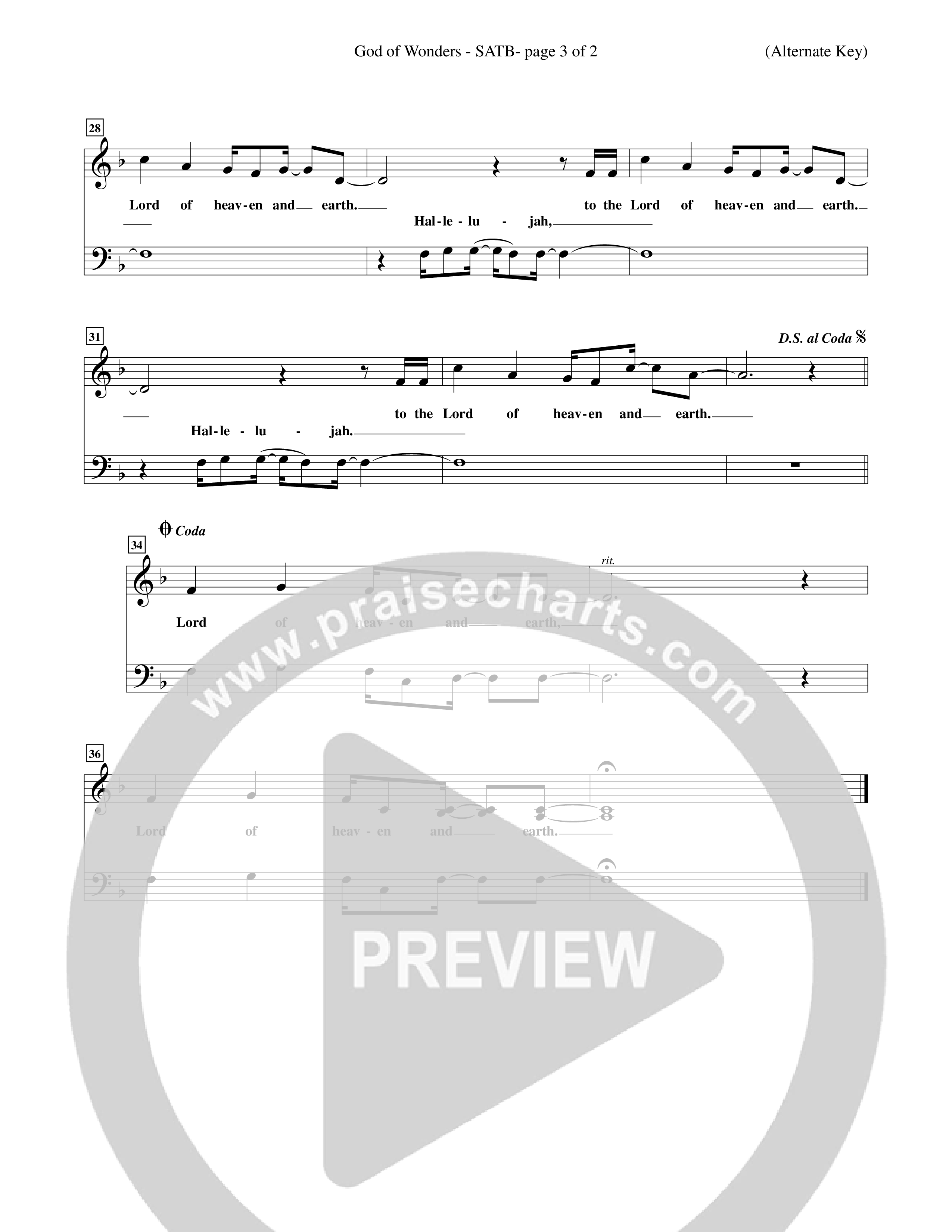 God Of Wonders (Choral Anthem SATB) Choir Sheet (SATB) (Word Music Choral / Orch. Tom Payne)