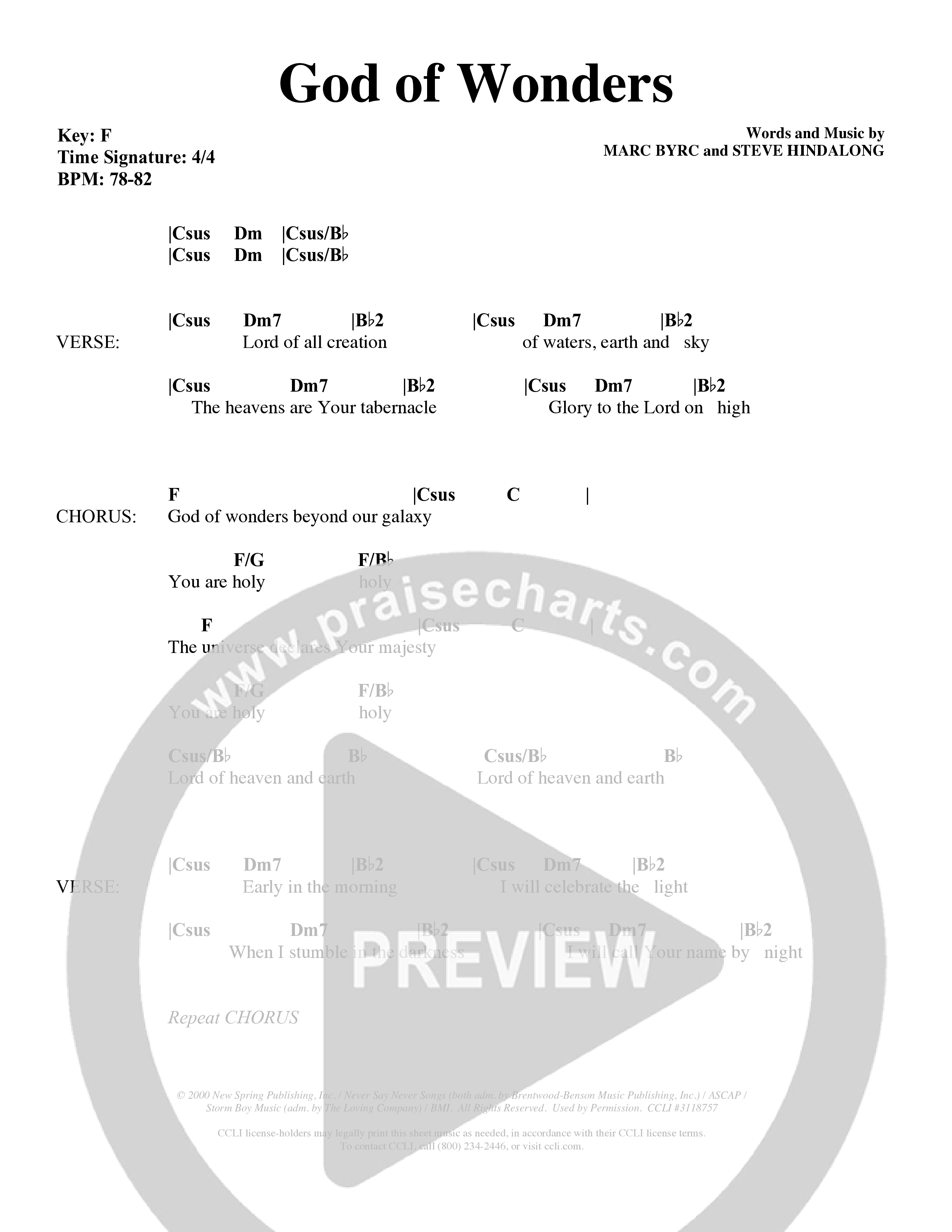 God Of Wonders (Choral Anthem SATB) Chords & Lyrics (Word Music Choral / Orch. Tom Payne)