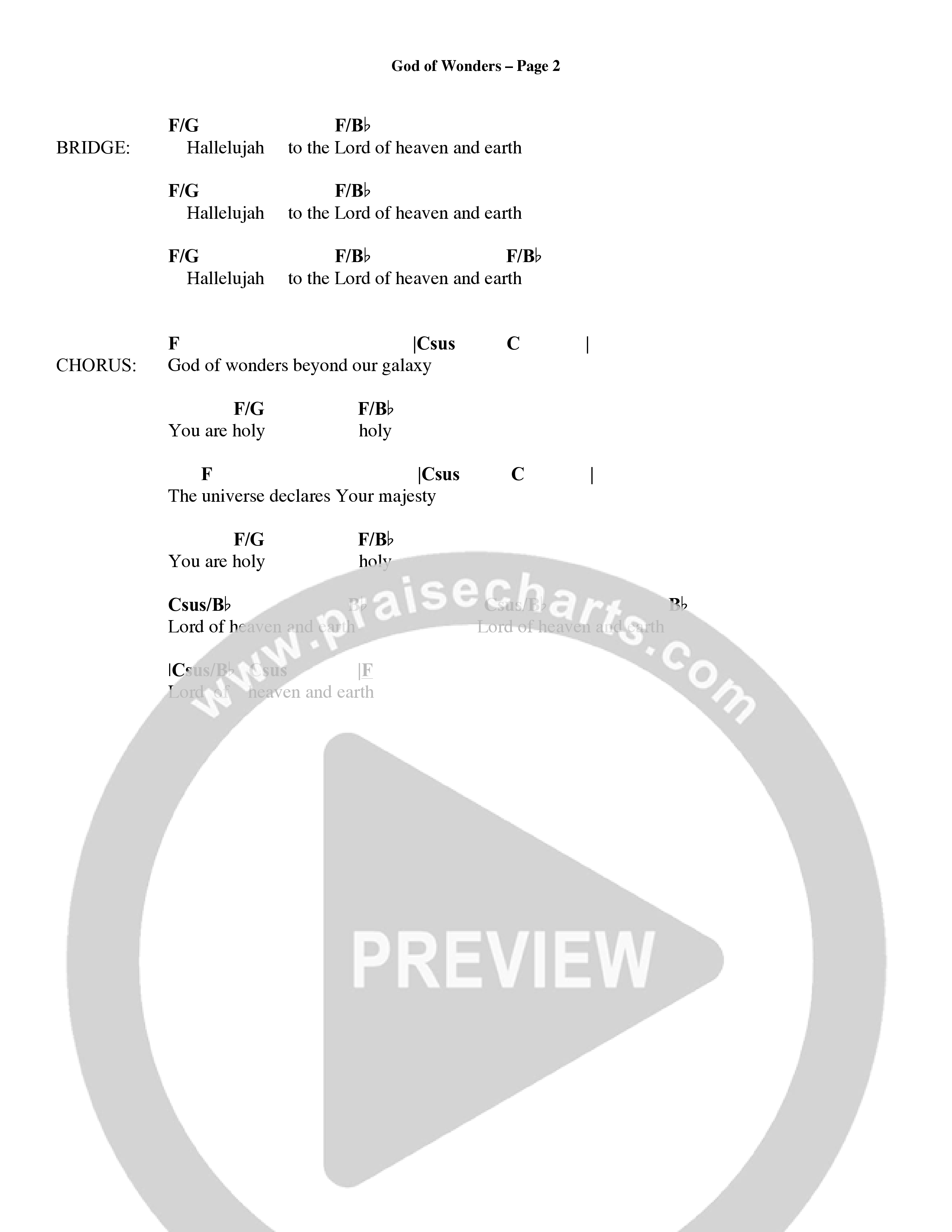 God Of Wonders (Choral Anthem SATB) Chords & Lyrics (Word Music Choral / Orch. Tom Payne)