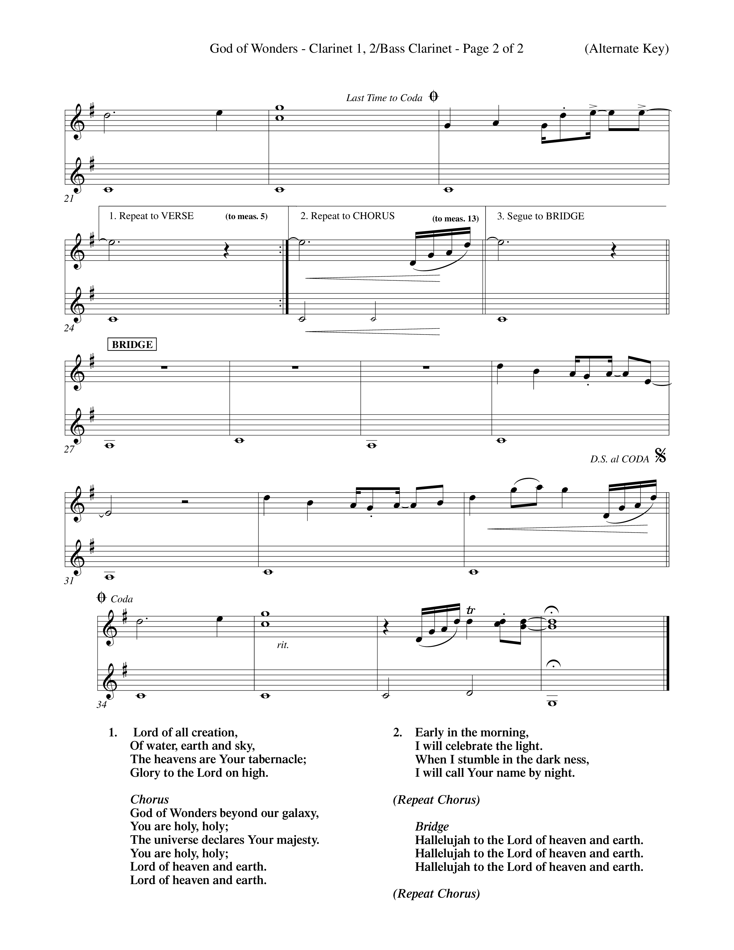God Of Wonders (Choral Anthem SATB) Clarinet 1/2, Bass Clarinet (Word Music Choral / Orch. Tom Payne)