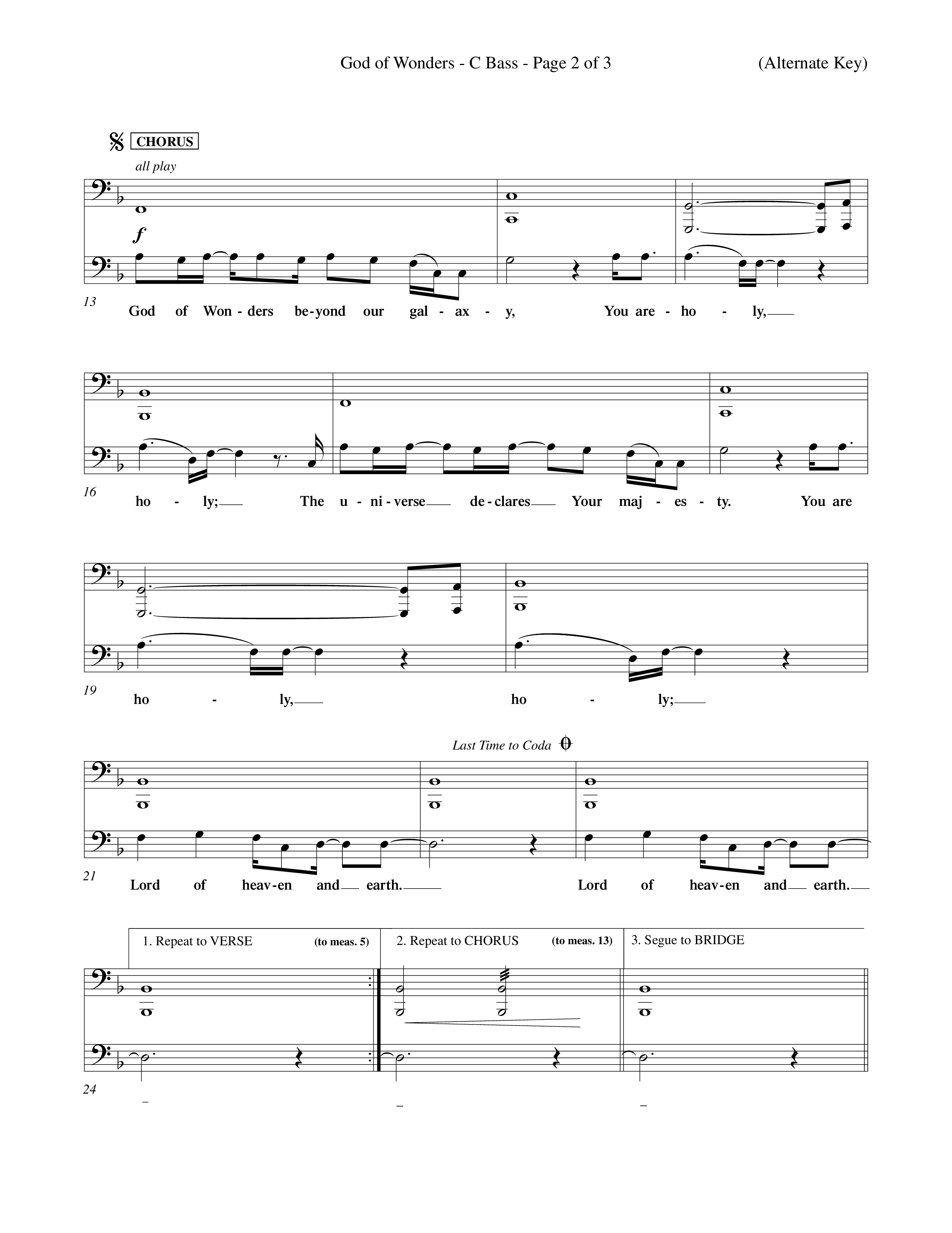God Of Wonders (Choral Anthem SATB) Contrabass (Word Music Choral / Orch. Tom Payne)
