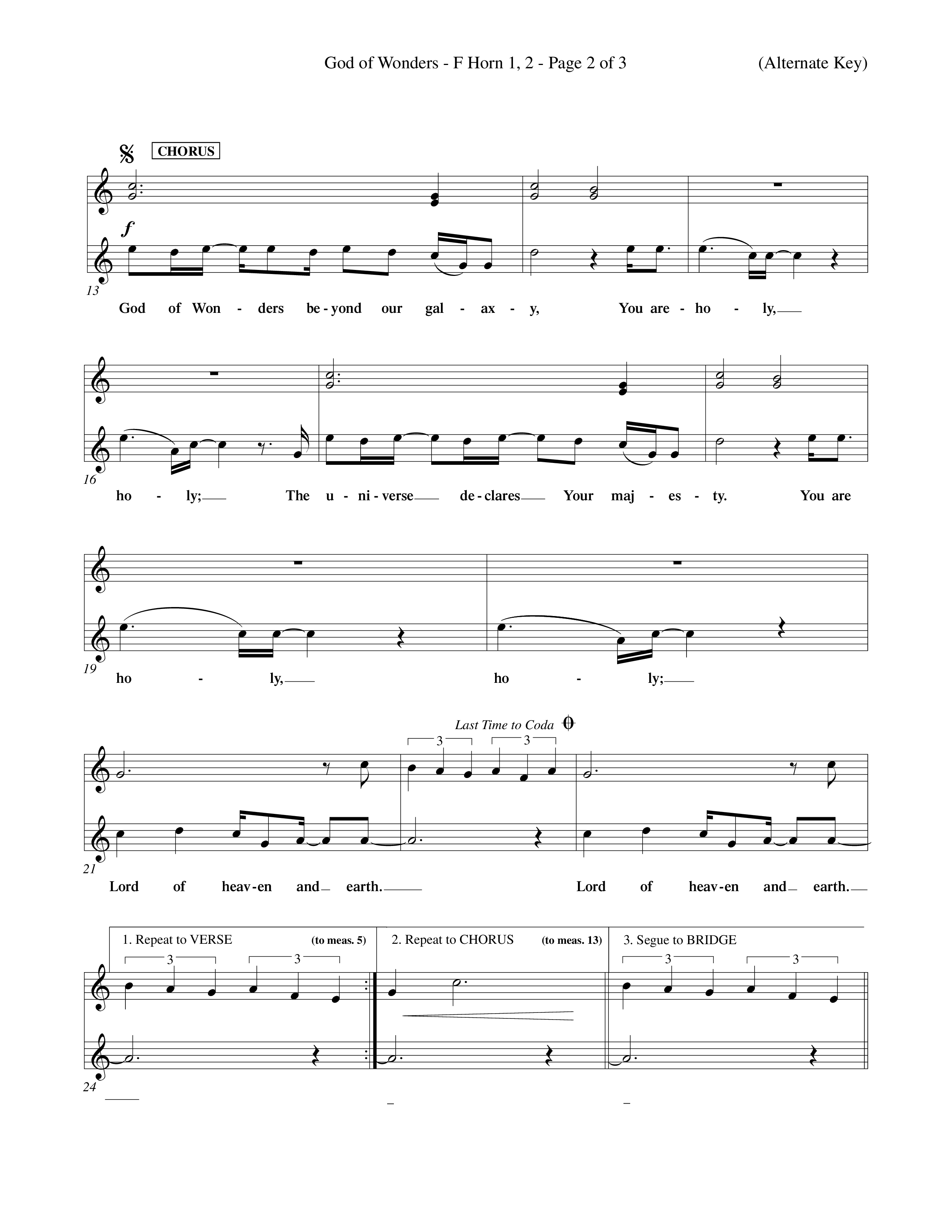God Of Wonders (Choral Anthem SATB) French Horn (Word Music Choral / Orch. Tom Payne)