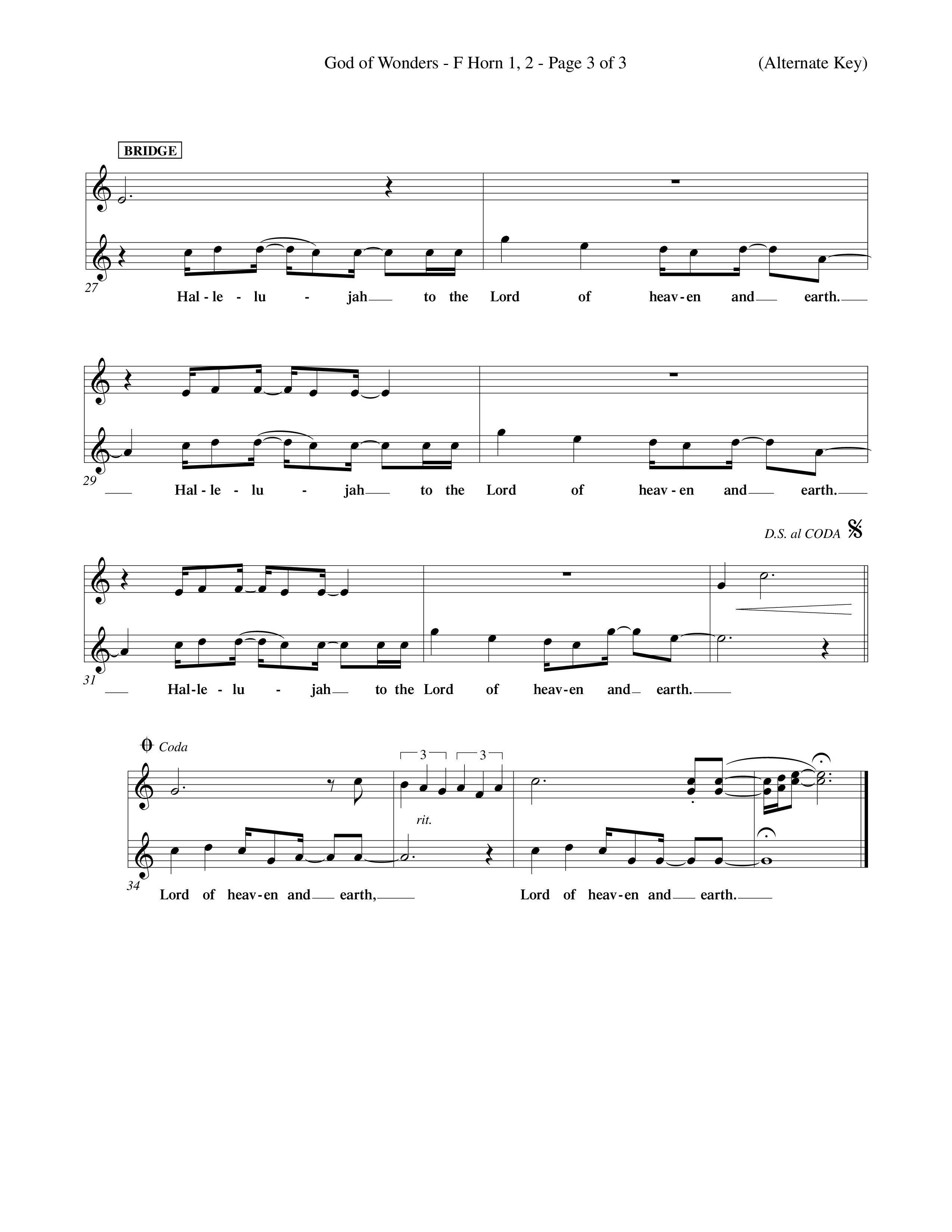 God Of Wonders (Choral Anthem SATB) French Horn (Word Music Choral / Orch. Tom Payne)