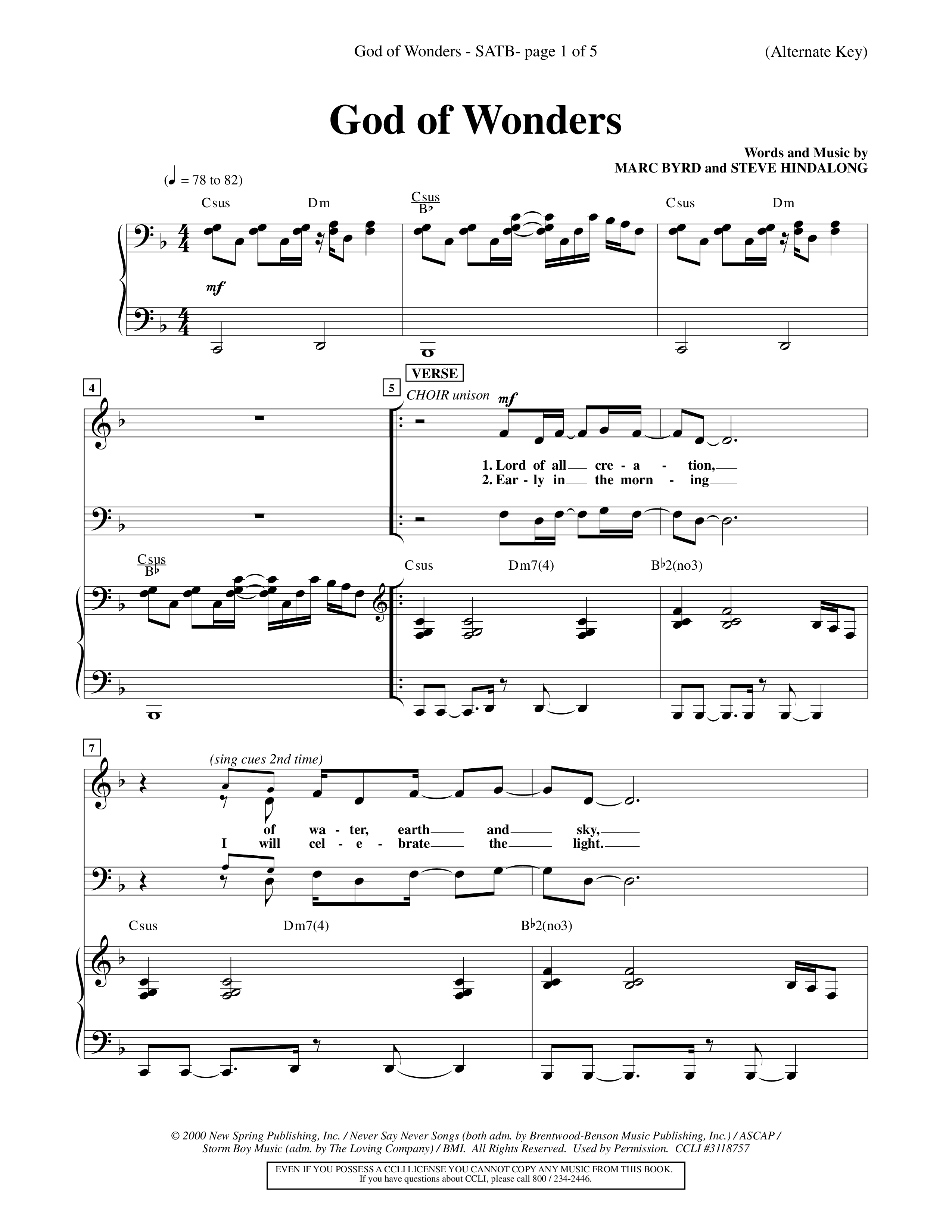 God Of Wonders (Choral Anthem SATB) Keyboard/Vocal (SATB) (Word Music Choral / Orch. Tom Payne)