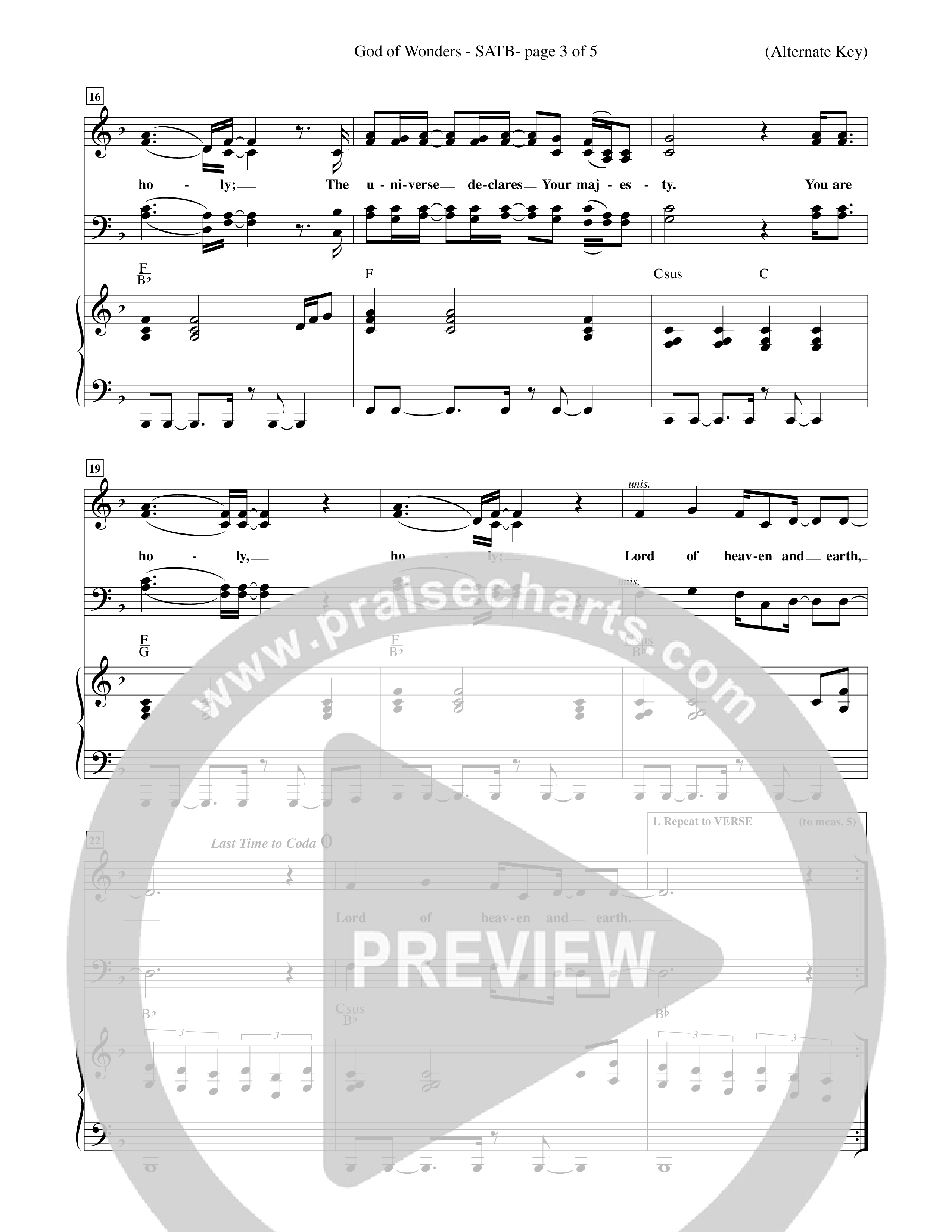 God Of Wonders (Choral Anthem SATB) Keyboard/Vocal (SATB) (Word Music Choral / Orch. Tom Payne)