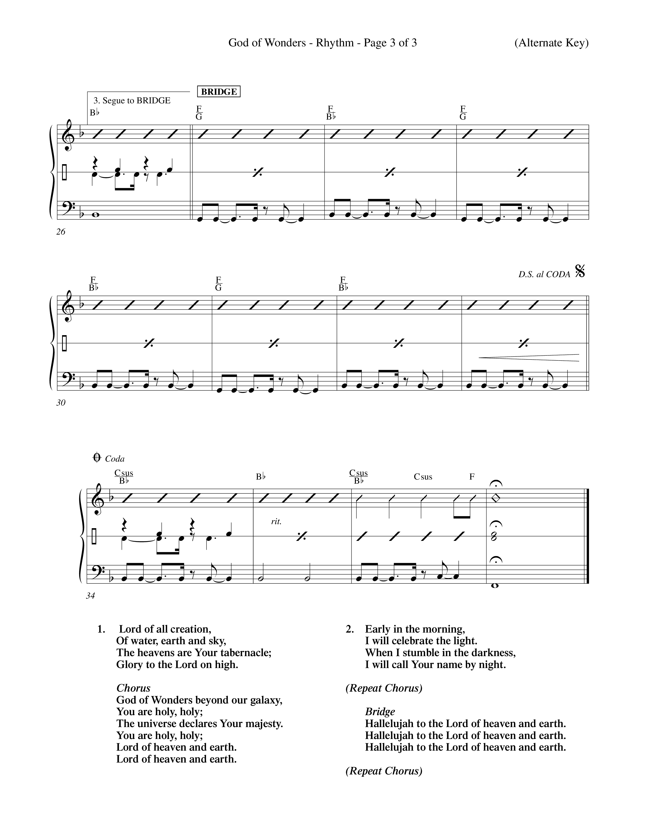 God Of Wonders (Choral Anthem SATB) Rhythm Chart (Word Music Choral / Orch. Tom Payne)