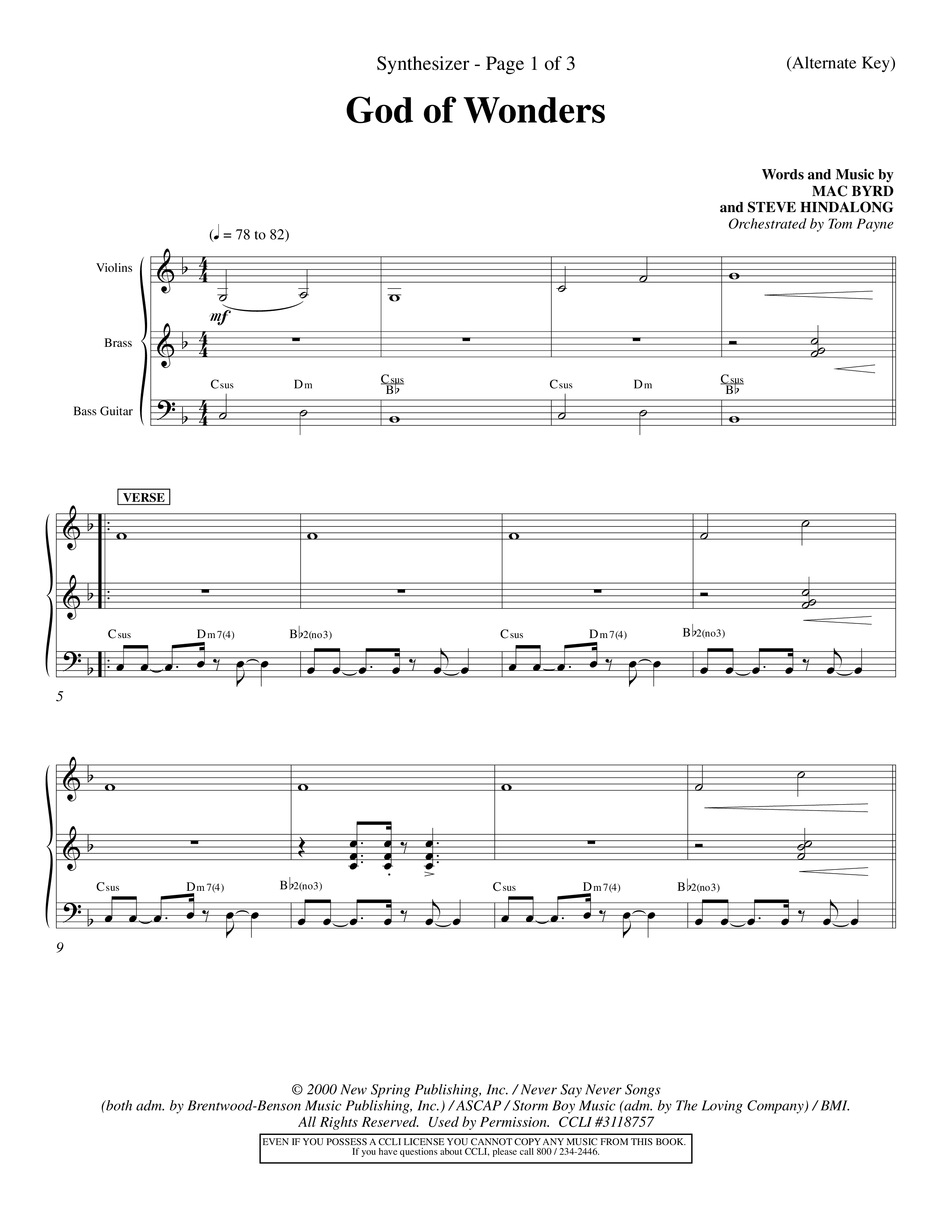 God Of Wonders (Choral Anthem SATB) Synth (Word Music Choral / Orch. Tom Payne)