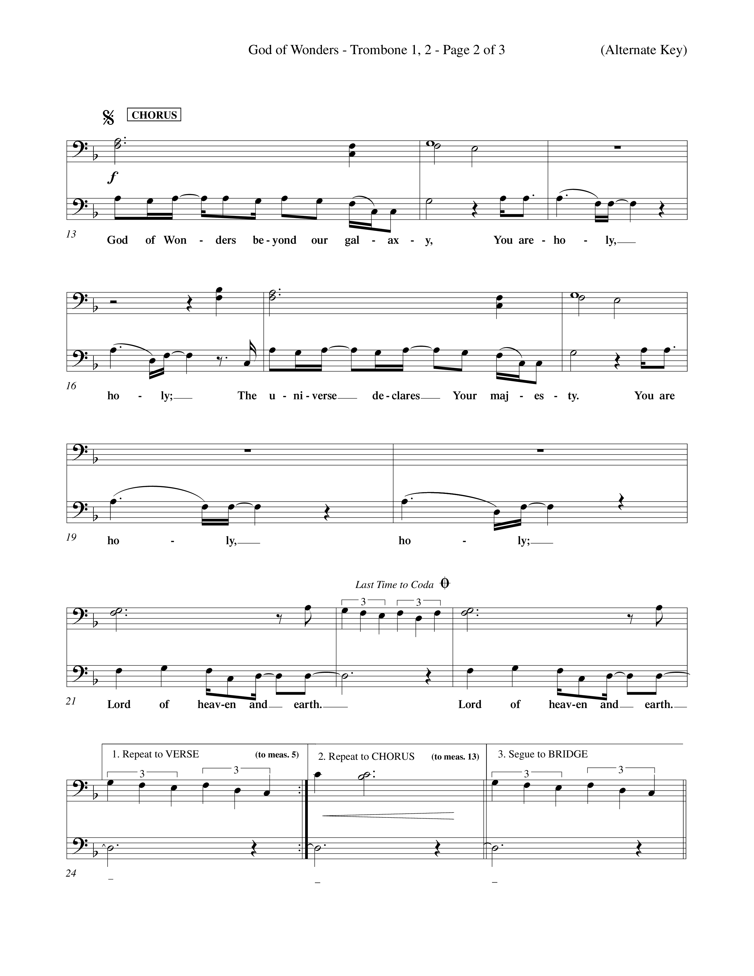 God Of Wonders (Choral Anthem SATB) Trombone 1/2 (Word Music Choral / Orch. Tom Payne)
