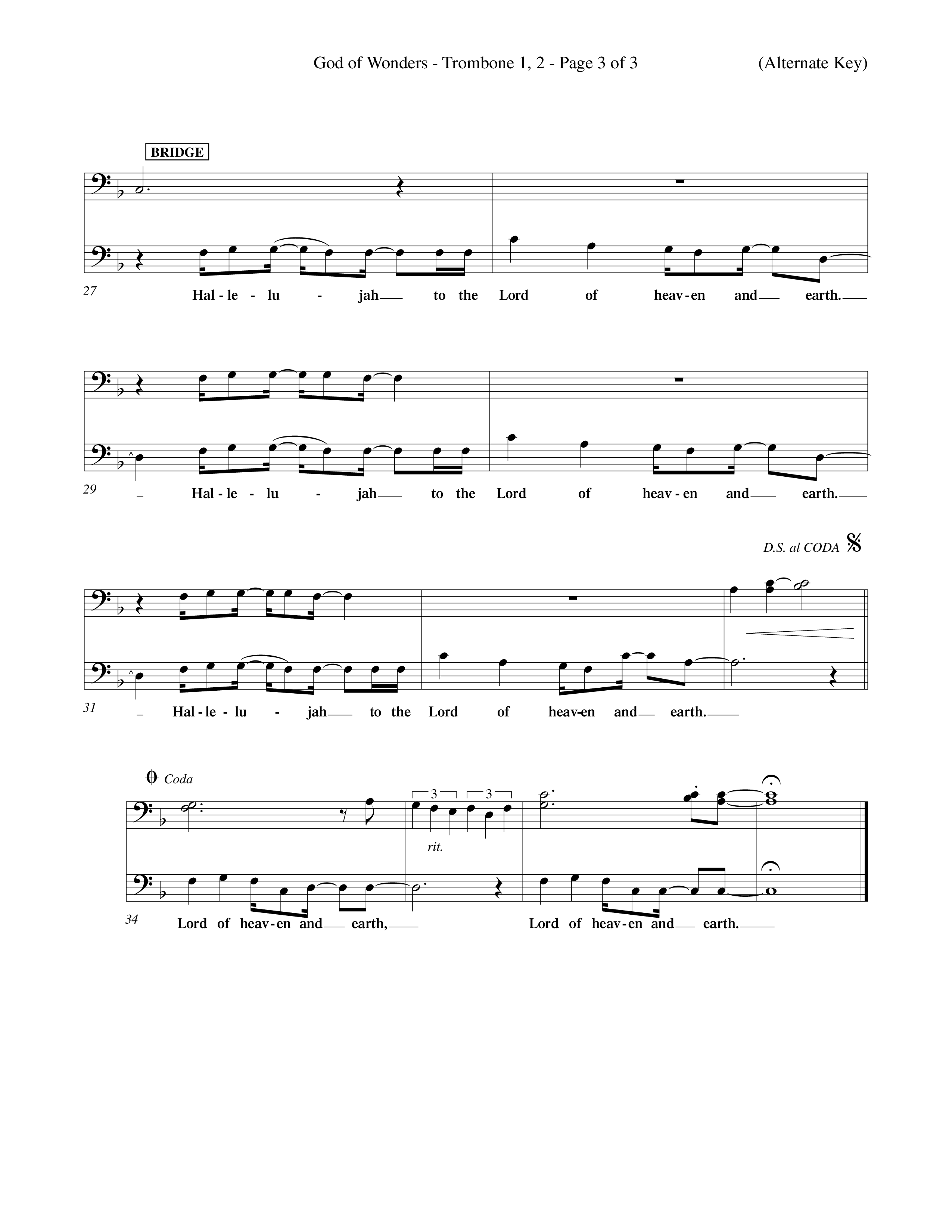 God Of Wonders (Choral Anthem SATB) Trombone 1/2 (Word Music Choral / Orch. Tom Payne)