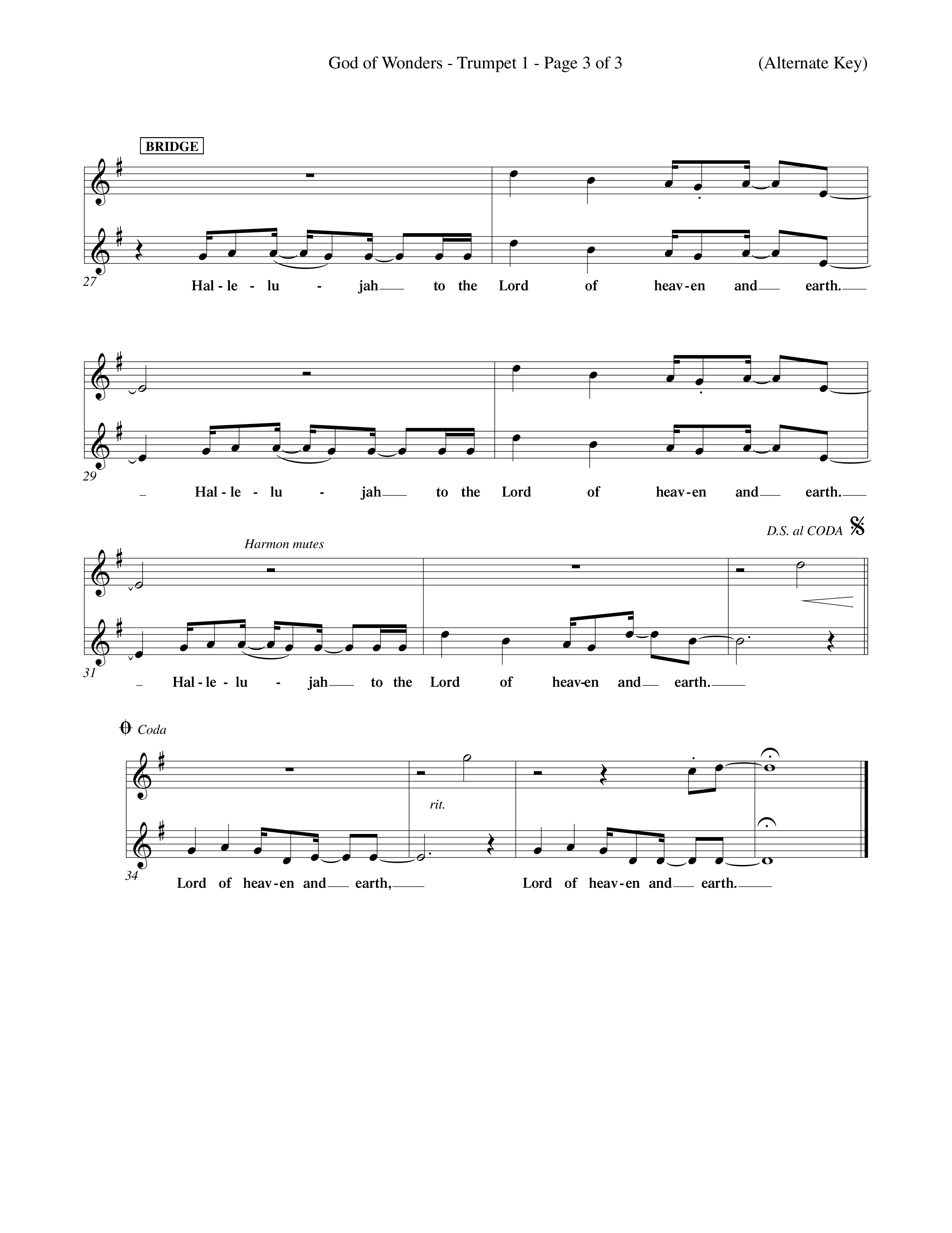God Of Wonders (Choral Anthem SATB) Trumpet 1 (Word Music Choral / Orch. Tom Payne)