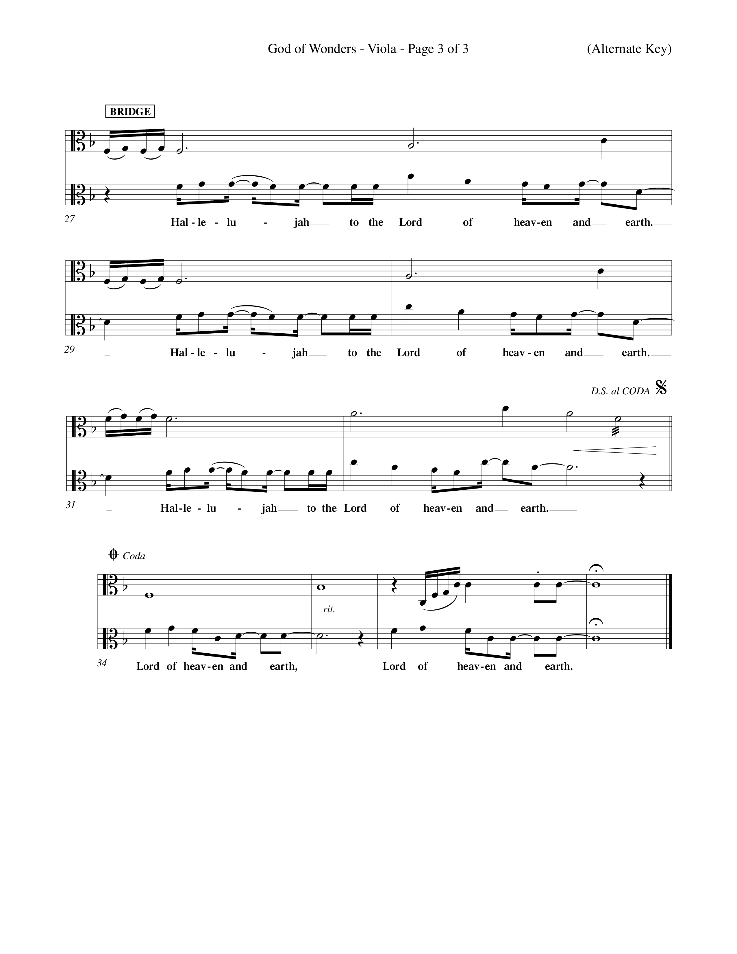 God Of Wonders (Choral Anthem SATB) Viola (Word Music Choral / Orch. Tom Payne)