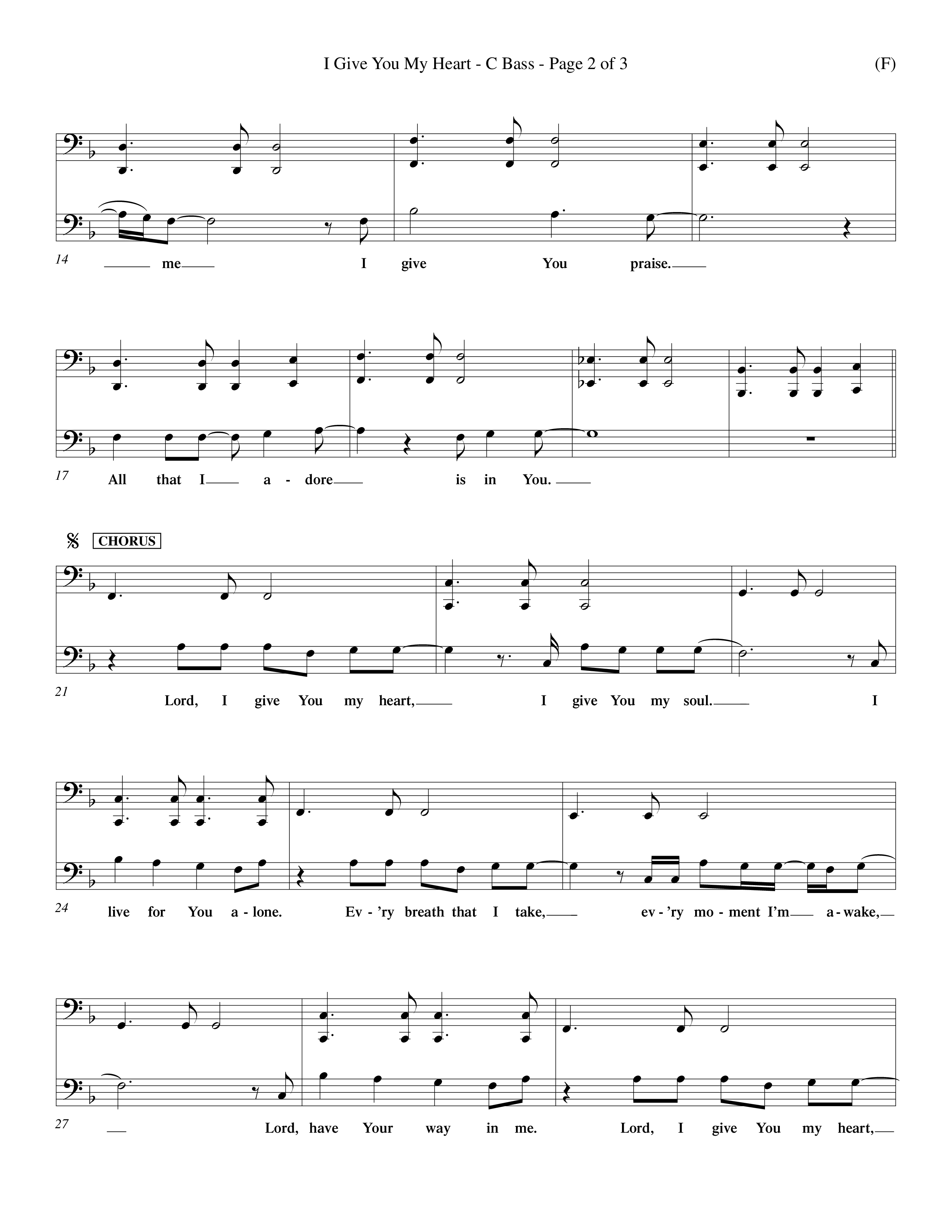 I Give You My Heart (Choral Anthem SATB) Contrabass (Word Music Choral / Orch. Michael Lawrence)
