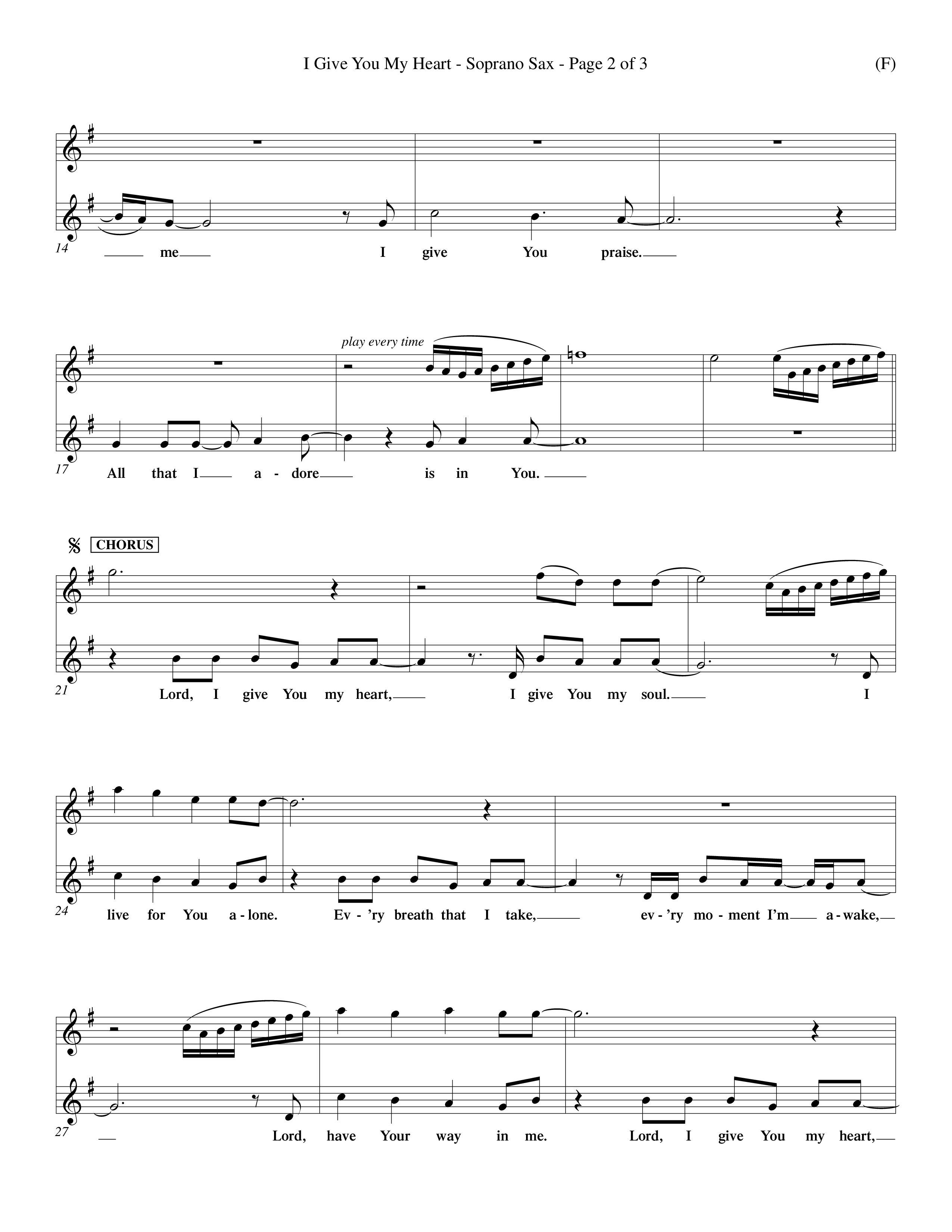 I Give You My Heart (Choral Anthem SATB) Saxophone (Word Music Choral / Orch. Michael Lawrence)